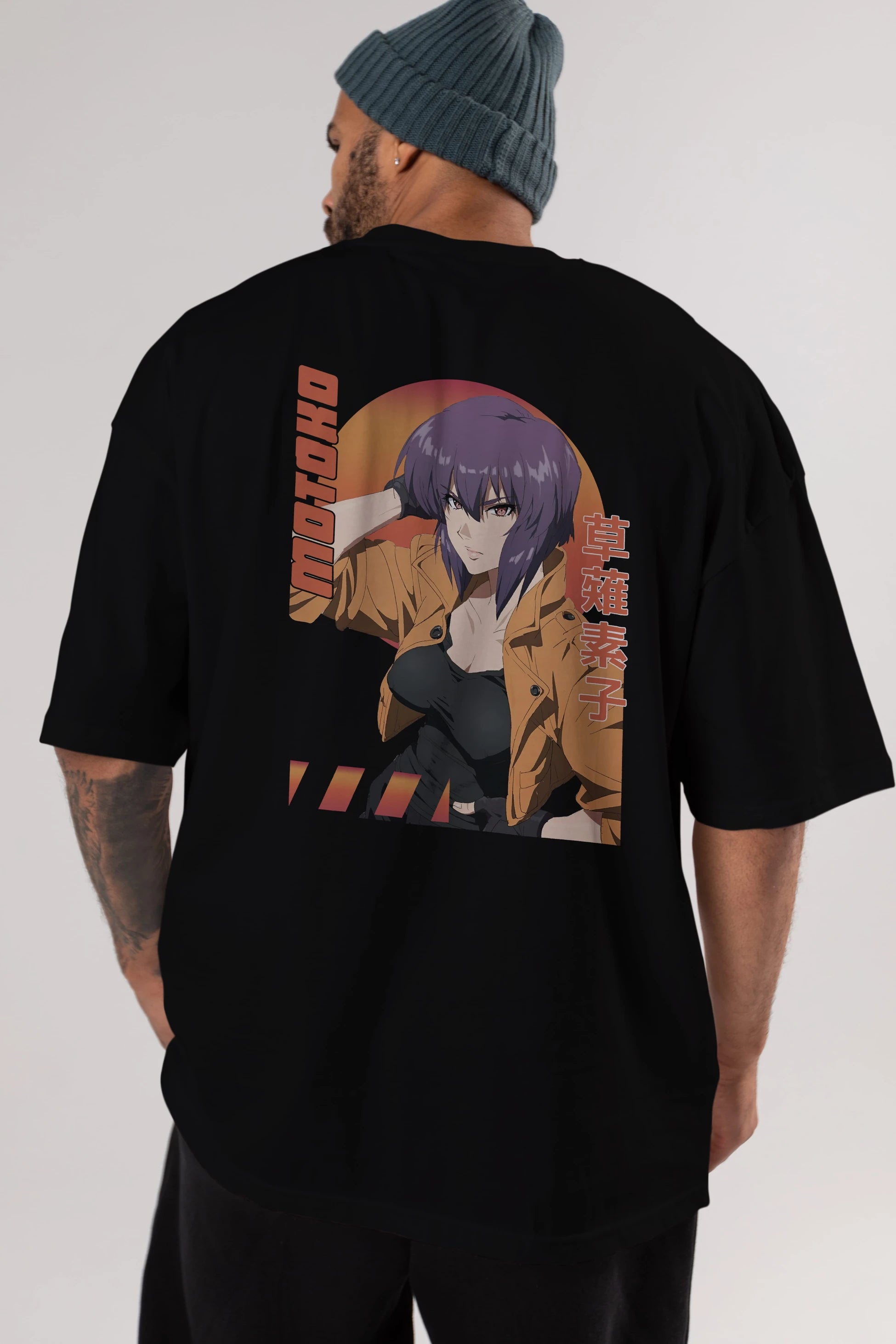 Motoko Kusanagi 9 Anime Arka Baskılı Oversize t-shirt Erkek Kadın Unisex