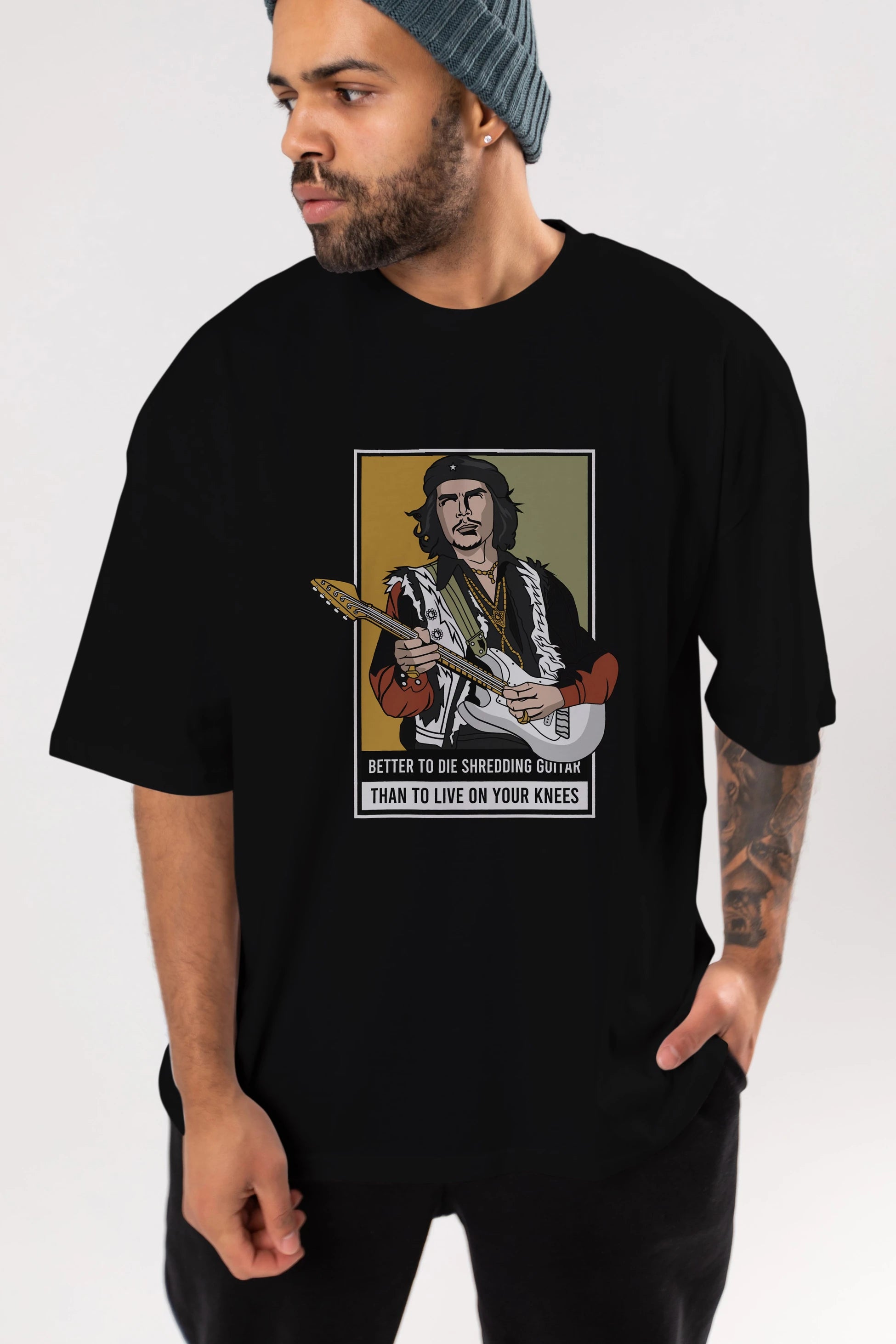 Che Guevara Hendrix Ön Baskılı Oversize t-shirt Erkek Kadın Unisex %100 Pamuk tişort