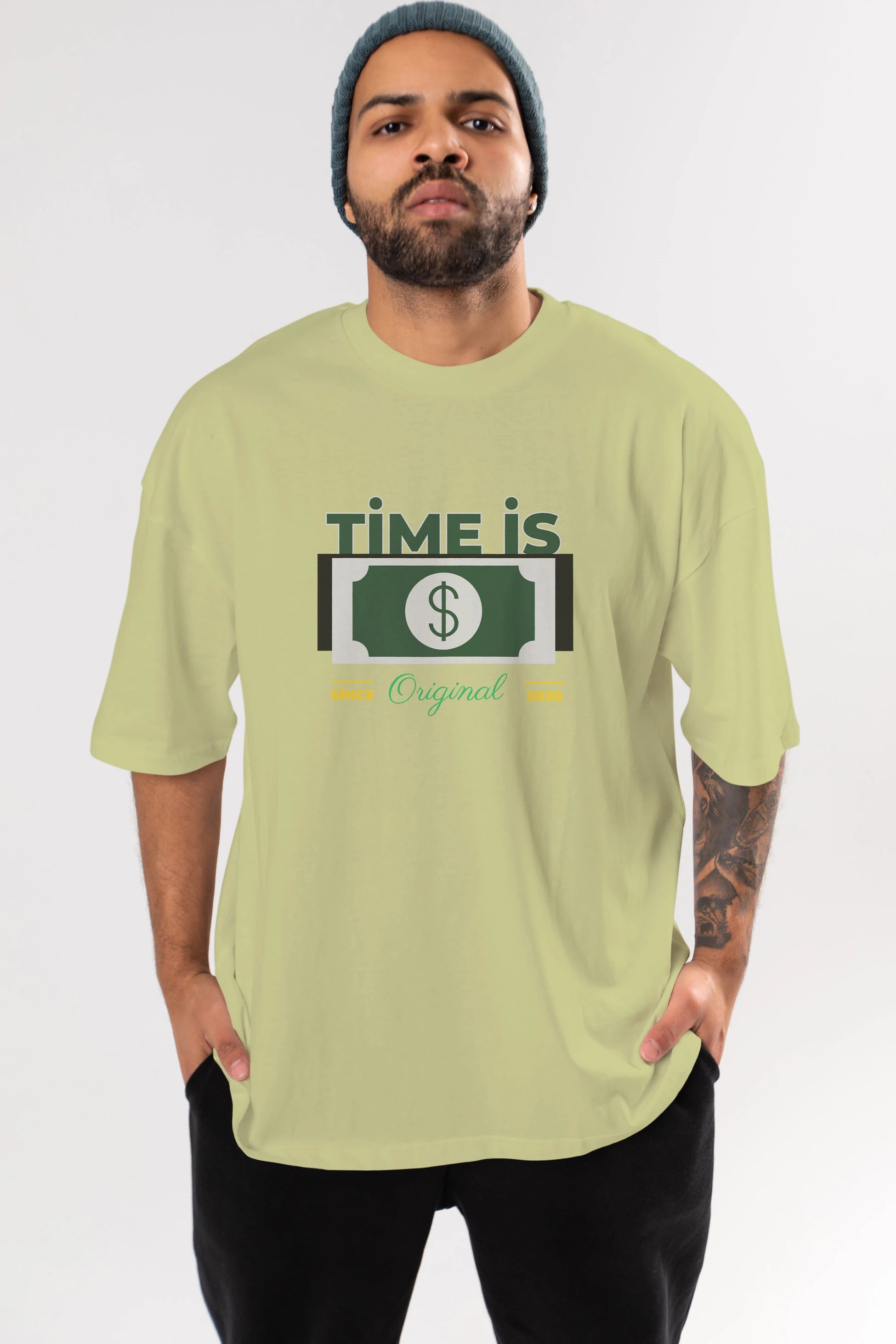 Time is Original Ön Baskılı Oversize t-shirt Erkek Kadın Unisex