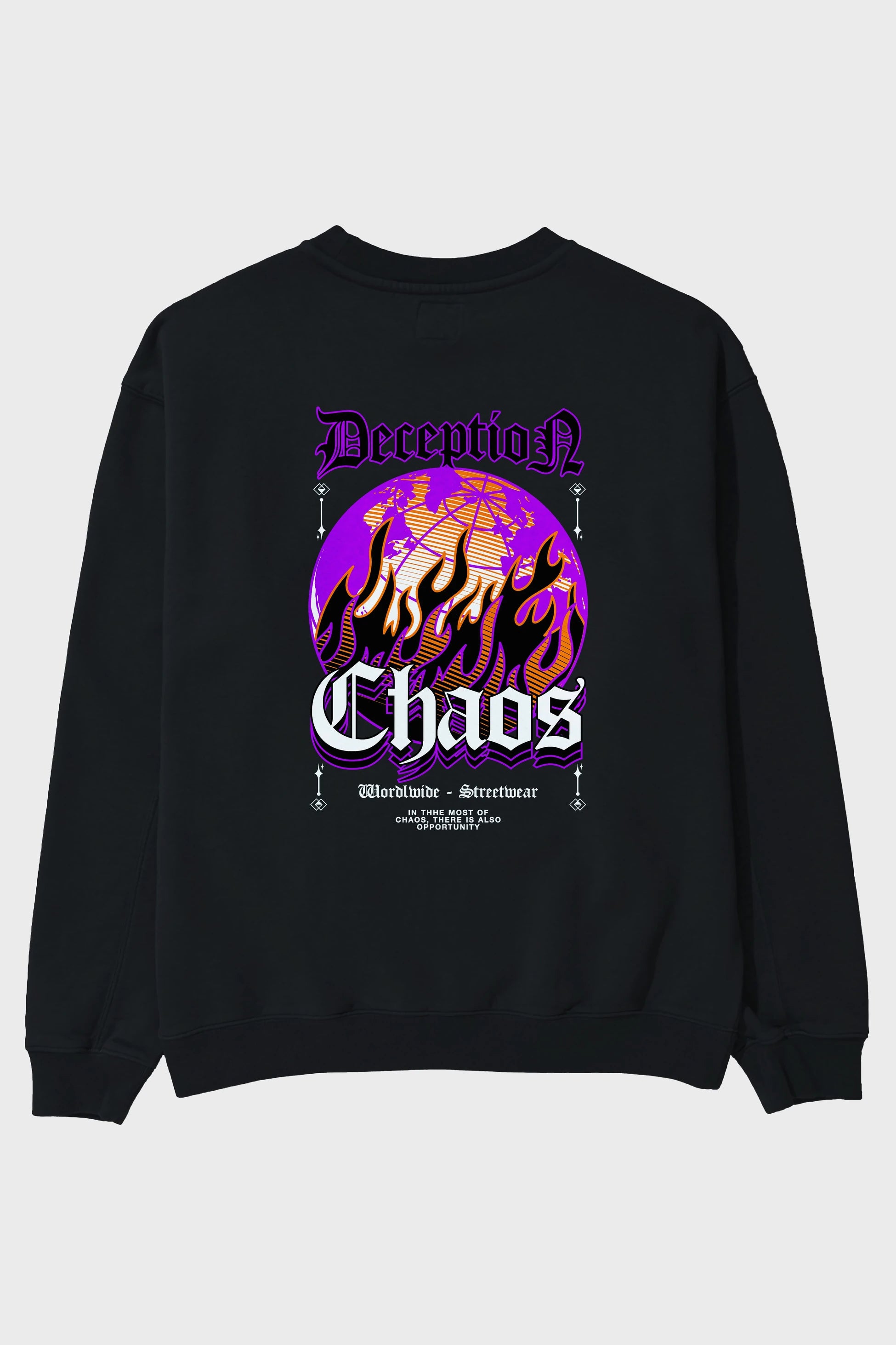 Deception Chaos Arka Baskılı Oversize Sweatshirt Erkek Kadın Unisex