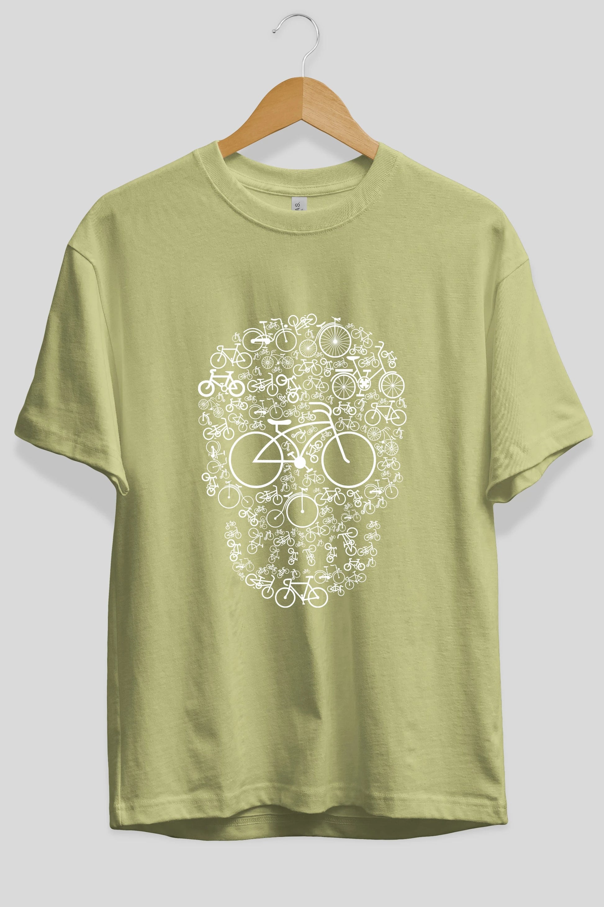 Bicycle Skull Ön Baskılı Oversize t-shirt %100 pamuk Erkek Kadın Unisex