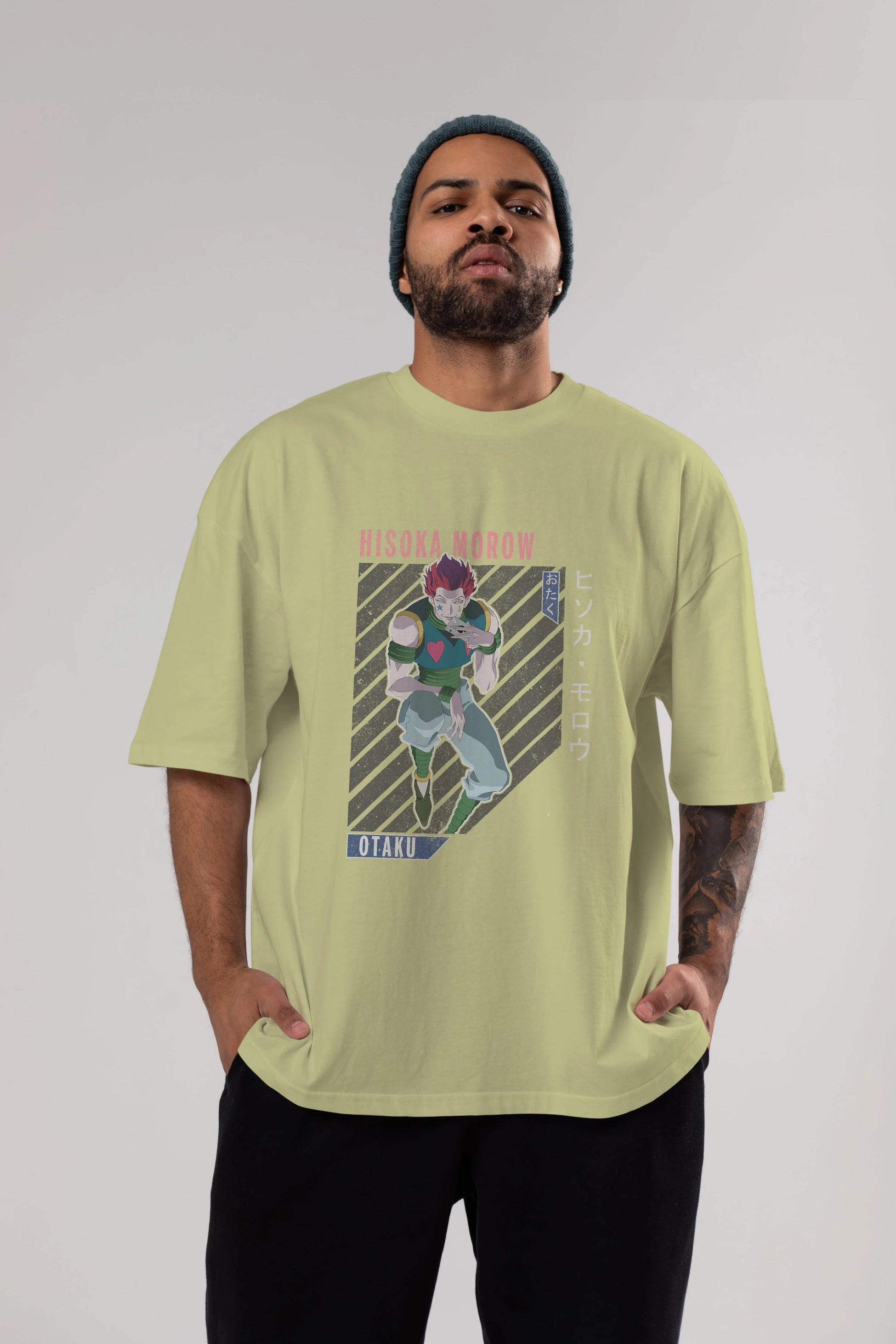 Hisoka Morow 2 2 Anime Ön Baskılı Oversize t-shirt %100 pamuk Erkek Kadın Unisex
