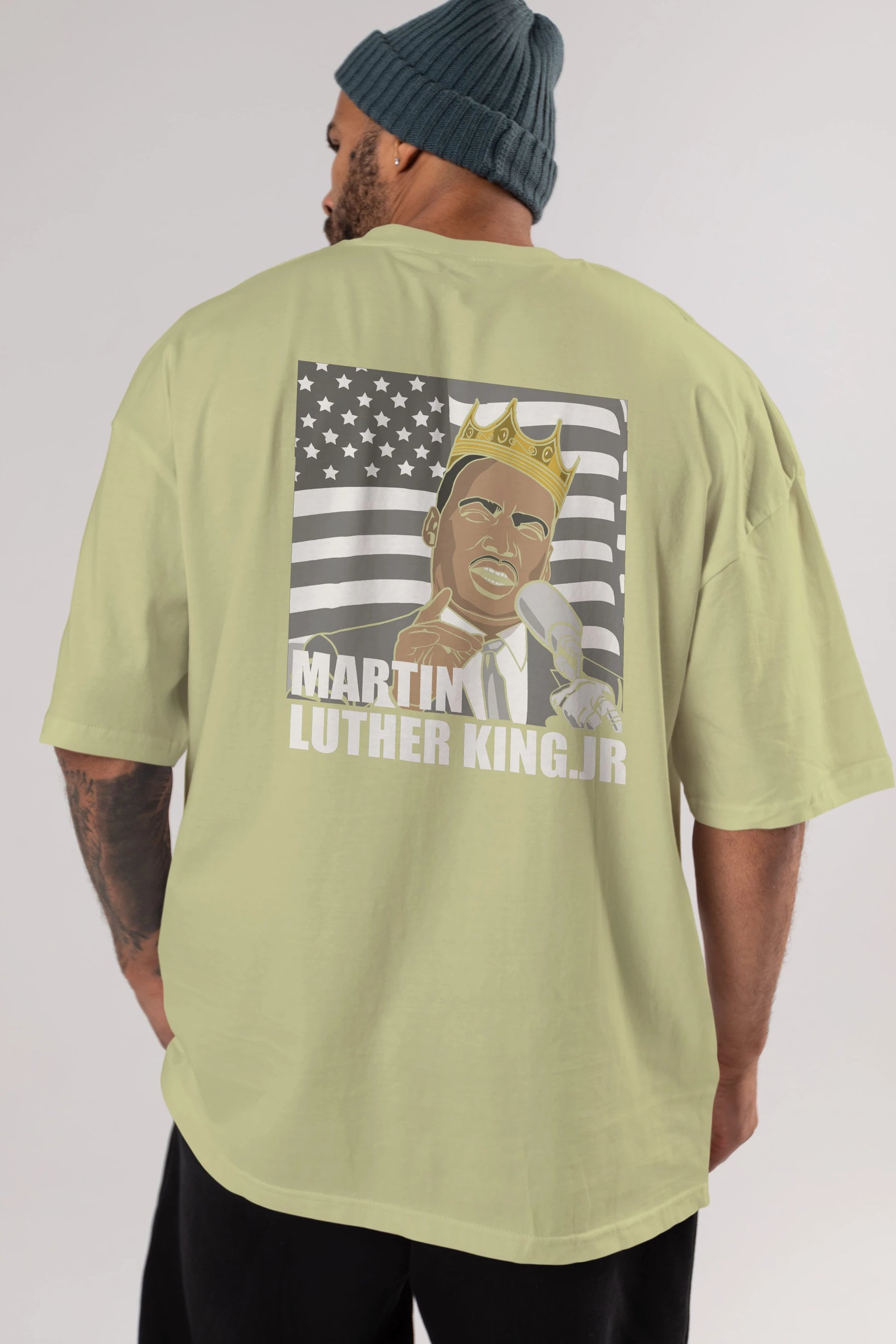 Luther King Arka Baskılı Oversize t-shirt Erkek Kadın Unisex %100 Pamuk tişort