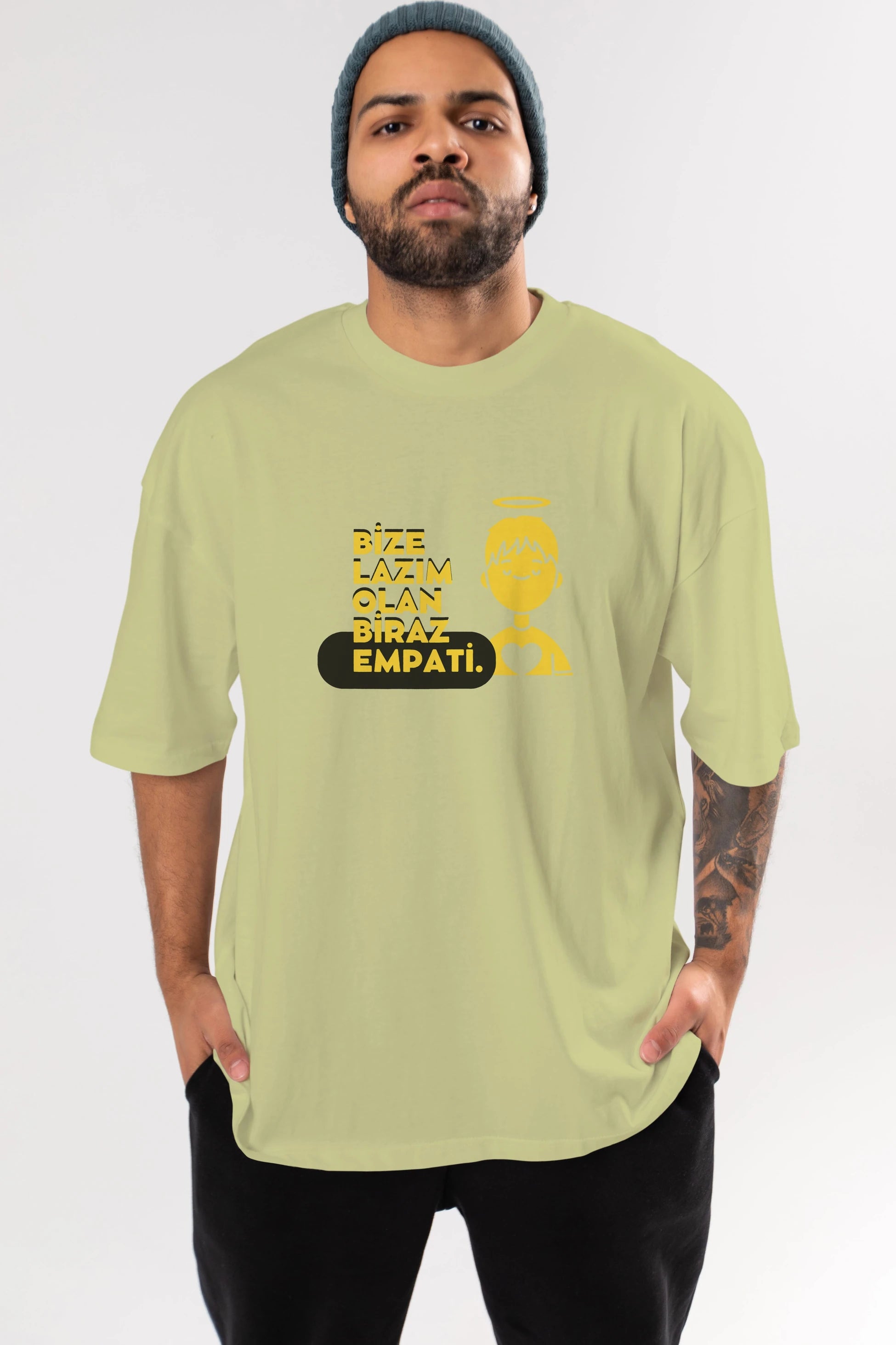 Bize Lazım Olan Biraz Empati Ön Baskılı Oversize t-shirt Erkek Kadın Unisex