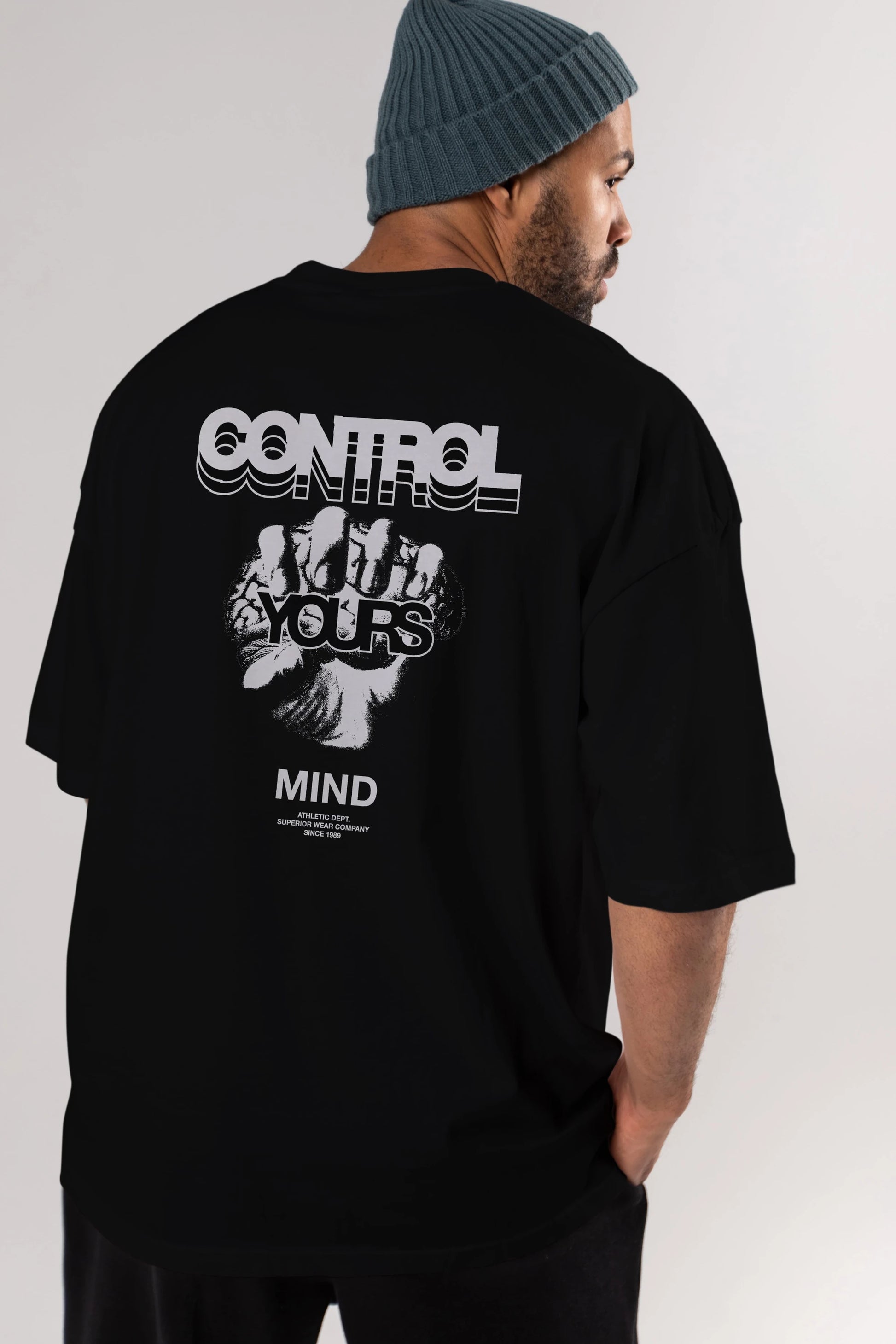 Control Your Mind Arka Baskılı Oversize t-shirt Erkek Kadın Unisex