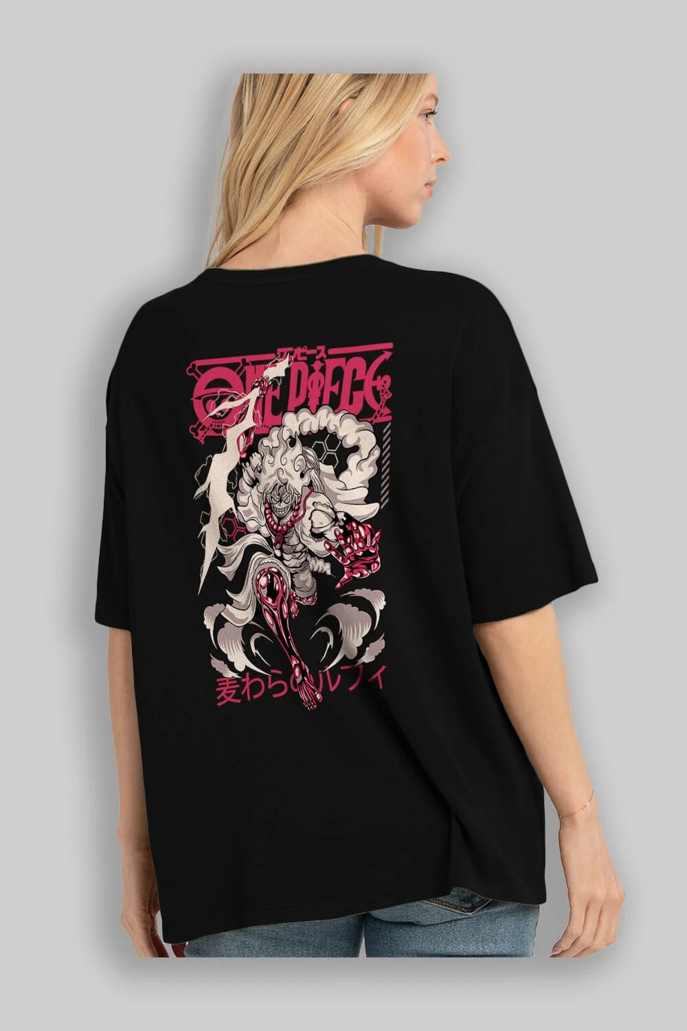 MONKEY D. LUFF-ONE PIECE 1 Anime Arka Baskılı Oversize t-shirt Erkek Kadın Unisex