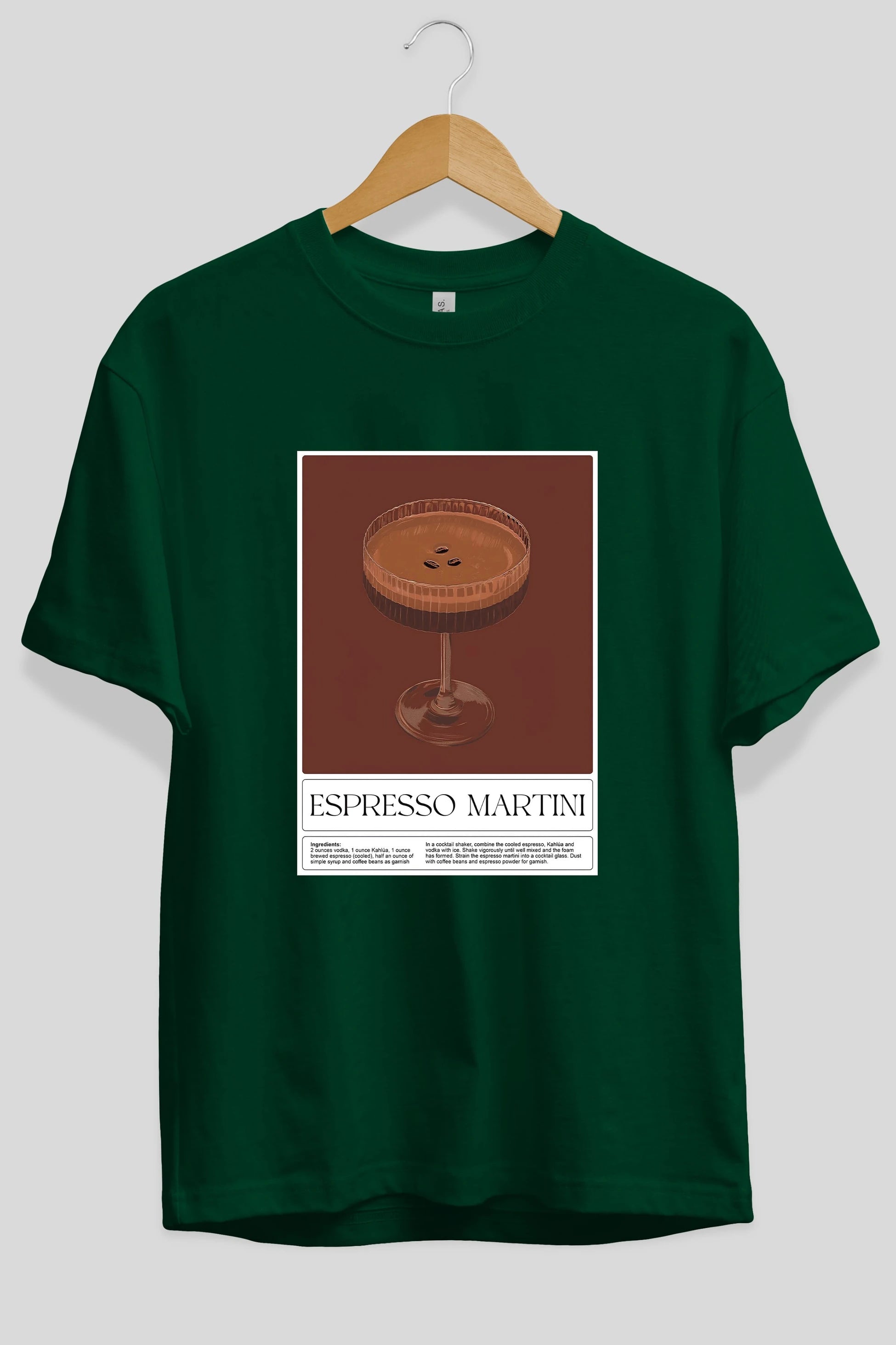Espresso Martini Ön Baskılı Oversize t-shirt Erkek Kadın Unisex %100 Pamuk Bisiklet Yaka tişort