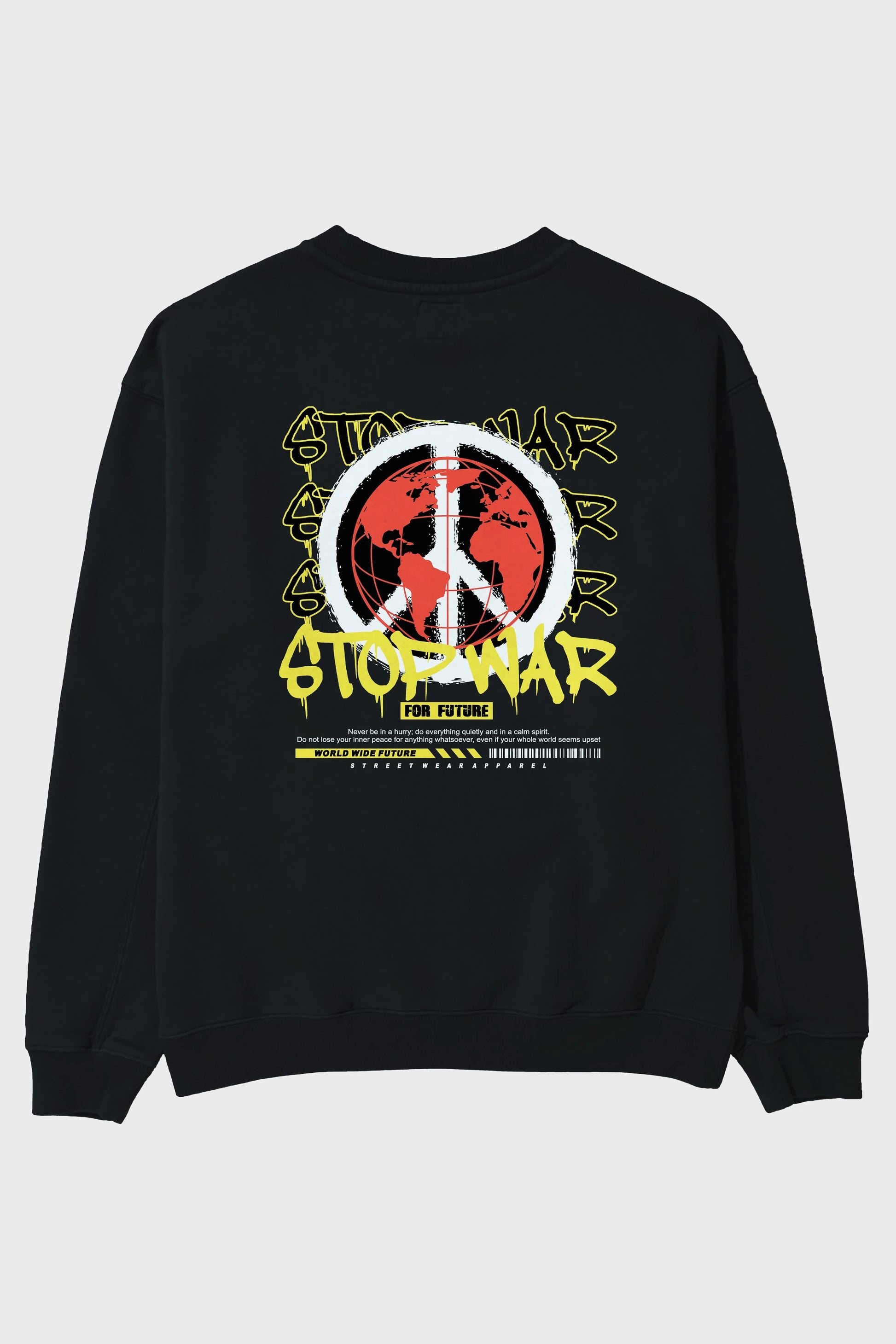 Stop War for Future Arka Baskılı Oversize Sweatshirt Erkek Kadın Unisex