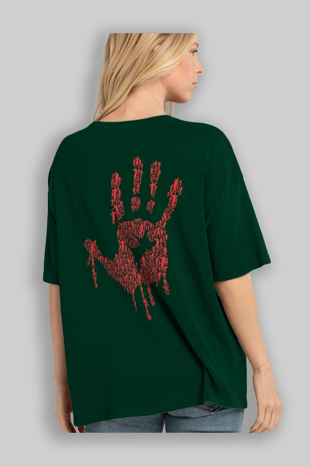 Hand Of Zombies Arka Baskılı Oversize t-shirt %100 pamuk Erkek Kadın Unisex