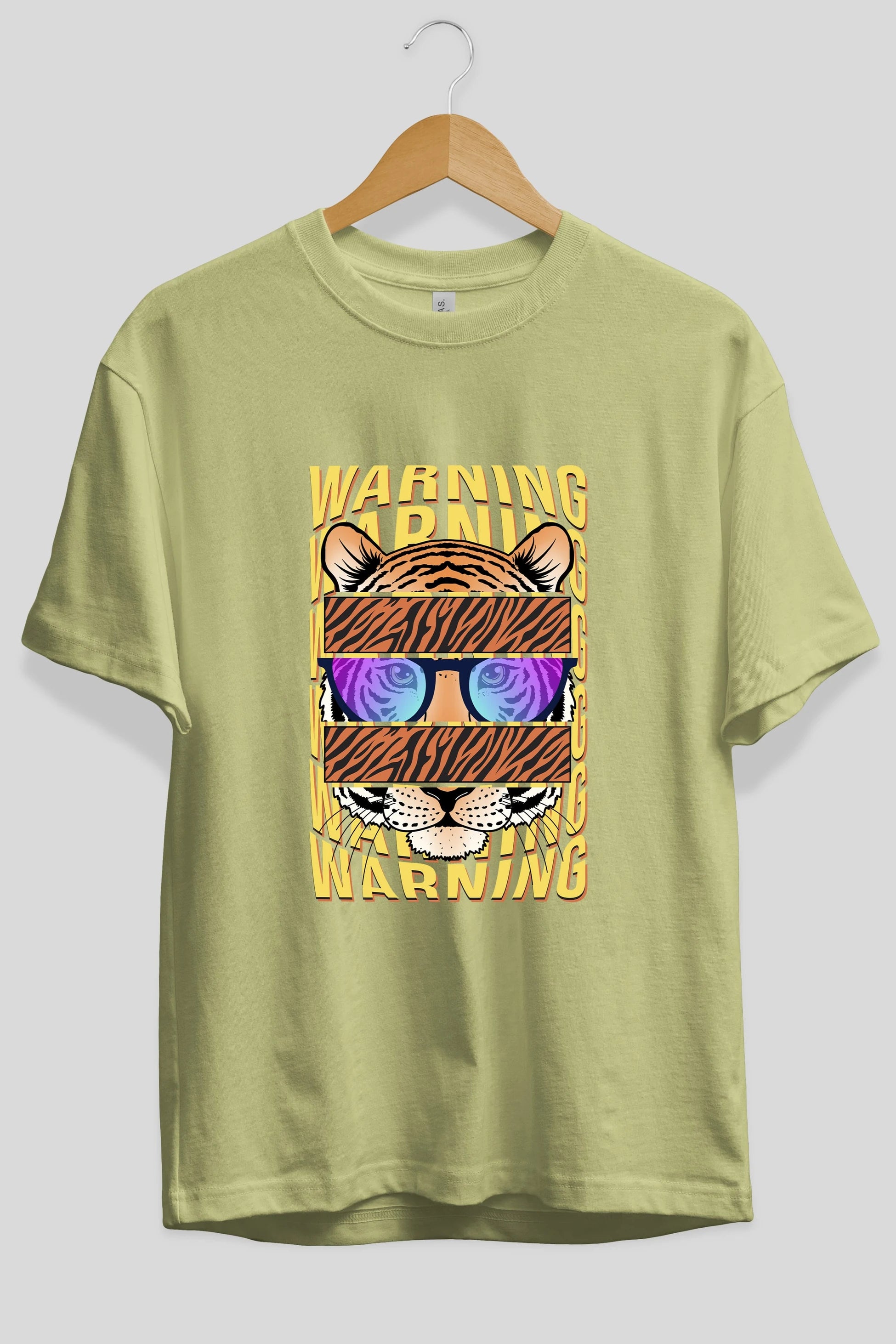 Warning Yazılı Ön Baskılı Oversize t-shirt Erkek Kadın Unisex