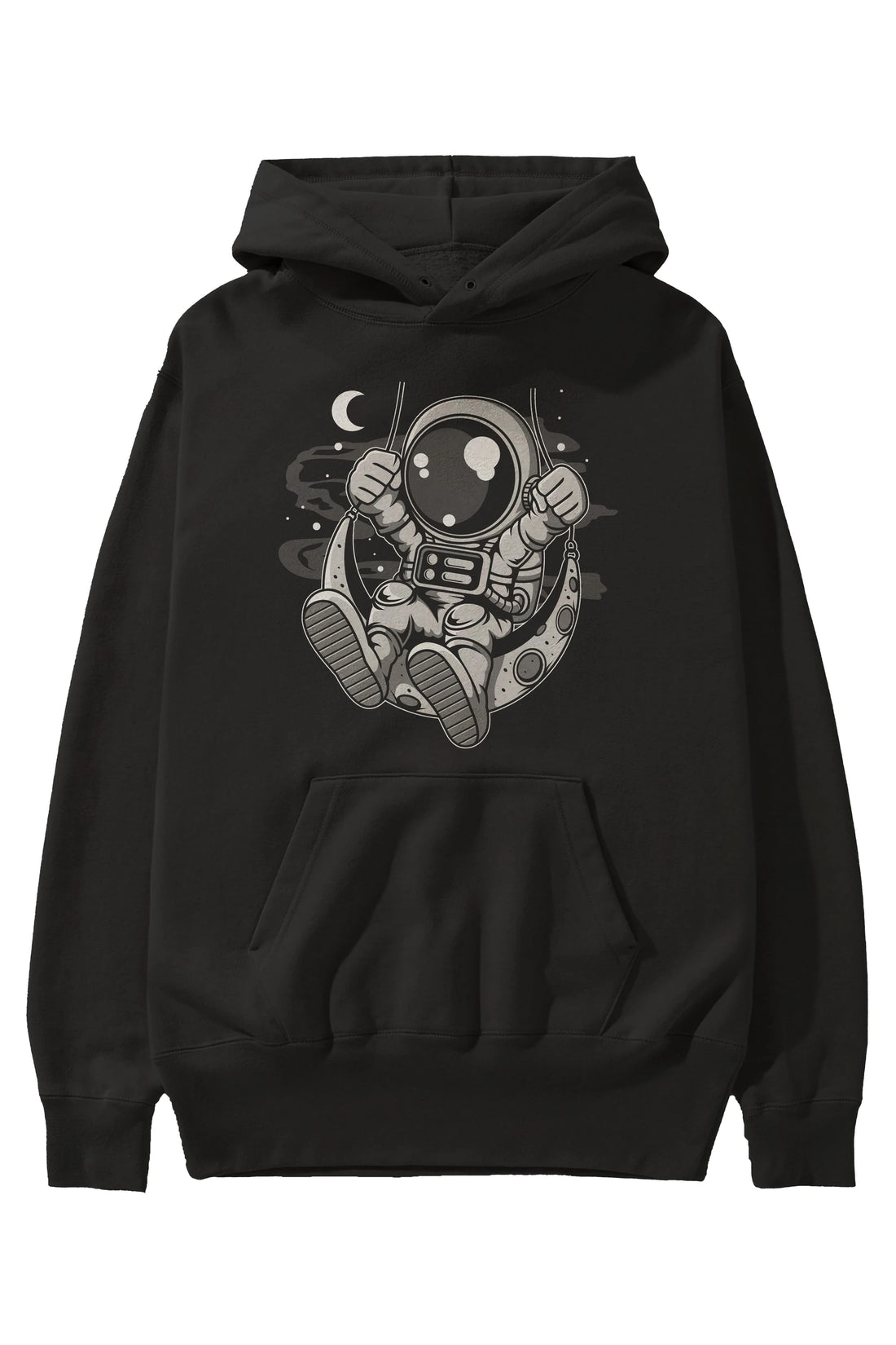 Astronaut Moon Swinger Ön Baskılı Hoodie Oversize Kapüşonlu Sweatshirt Erkek Kadın Unisex
