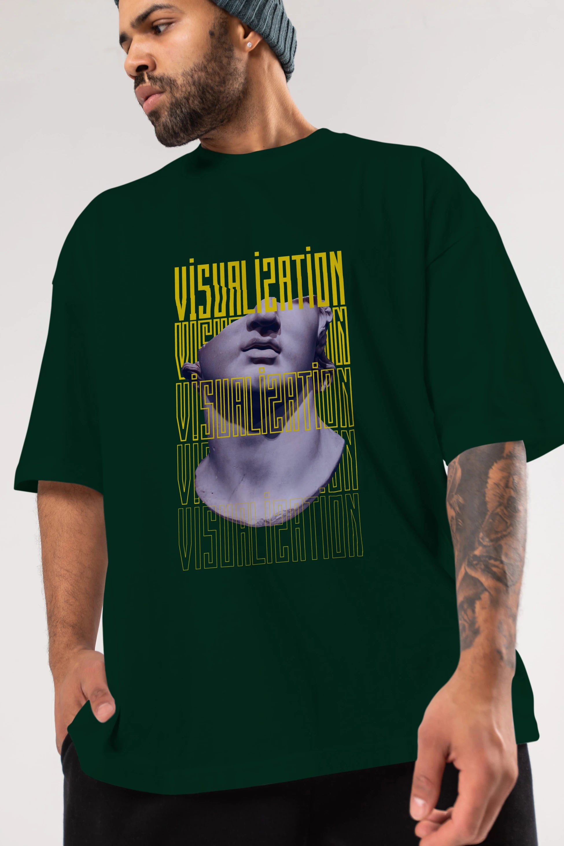 Visualization Yazılı Ön Baskılı Oversize t-shirt Erkek Kadın Unisex