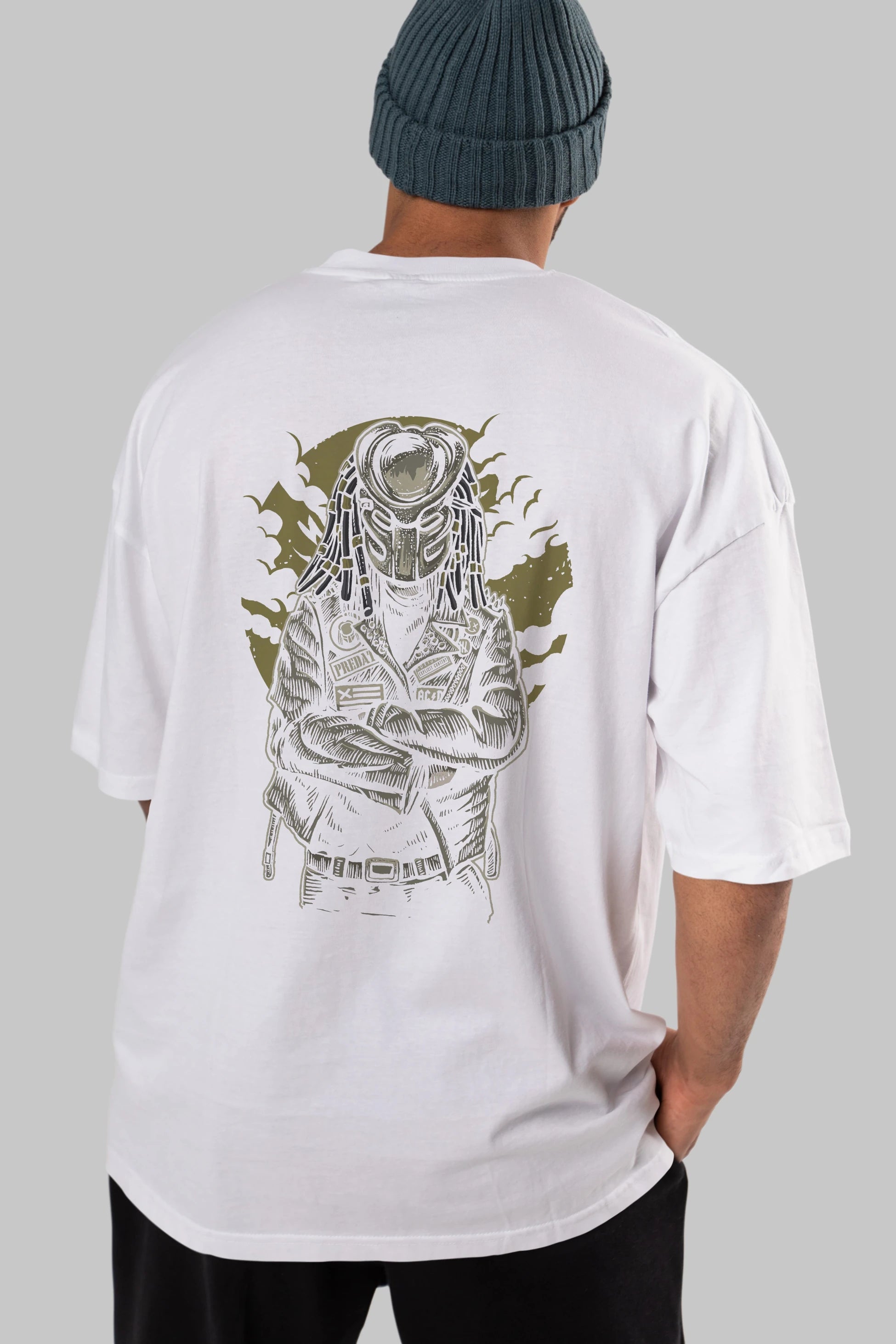Predator Arka Baskılı Oversize t-shirt Erkek Kadın Unisex %100 Pamuk