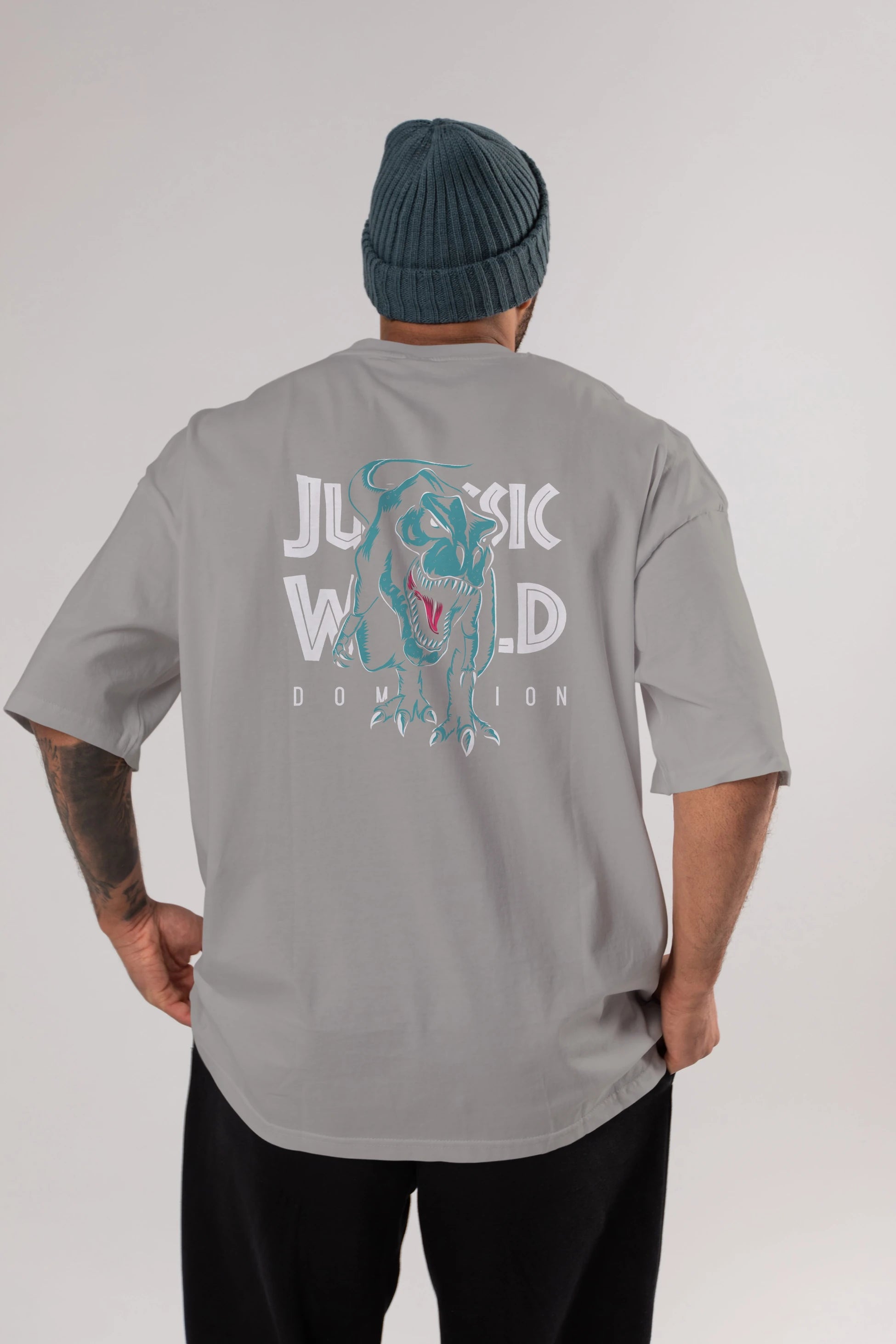 Jurassic Park (1) Arka Baskılı Oversize t-shirt Erkek Kadın Unisex %100 Pamuk Bisiklet Yaka tişort