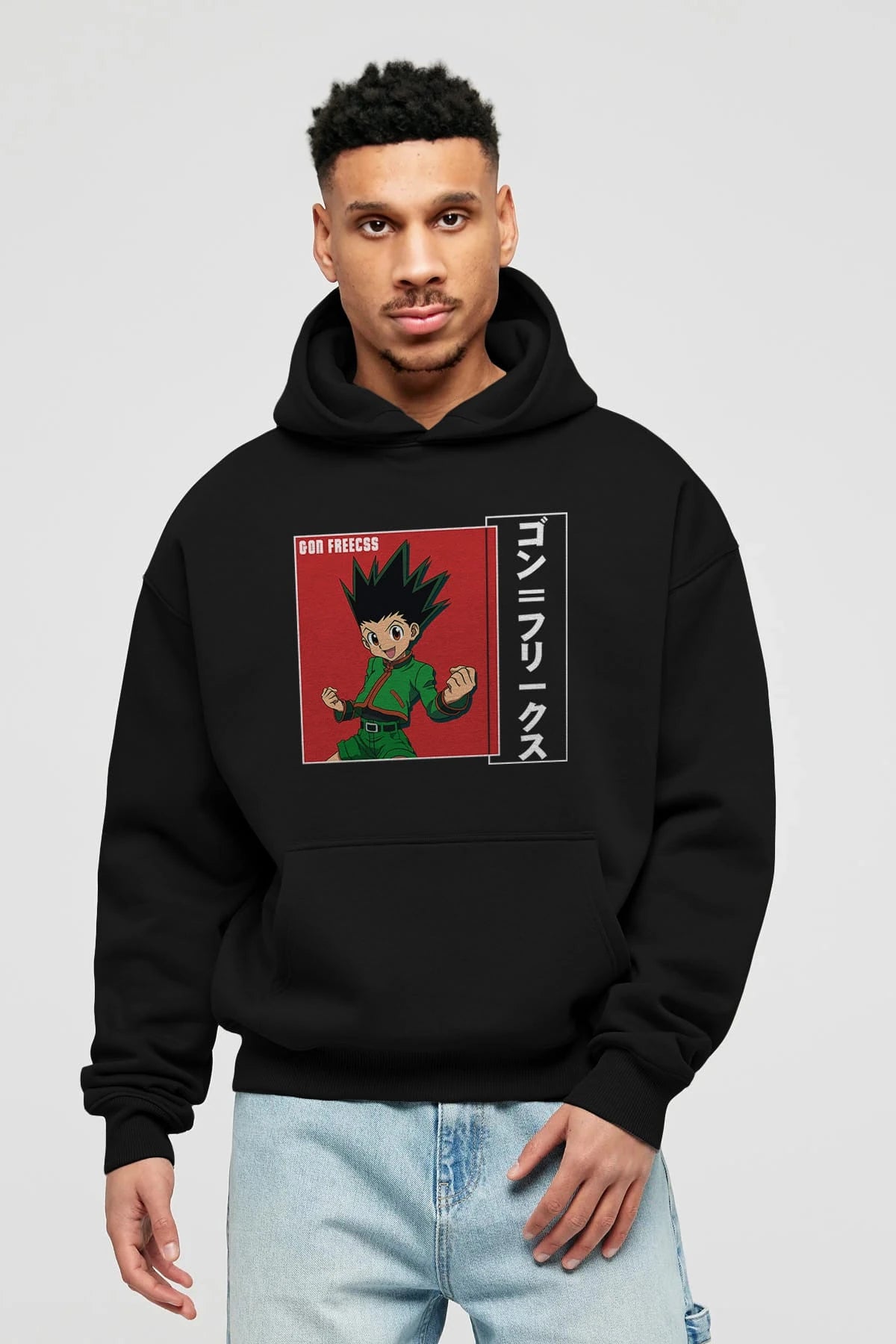 Gon Freecss HUNTER X HUNTER 5 Anime Ön Baskılı Hoodie Oversize Kapüşonlu Sweatshirt Erkek Kadın Unisex