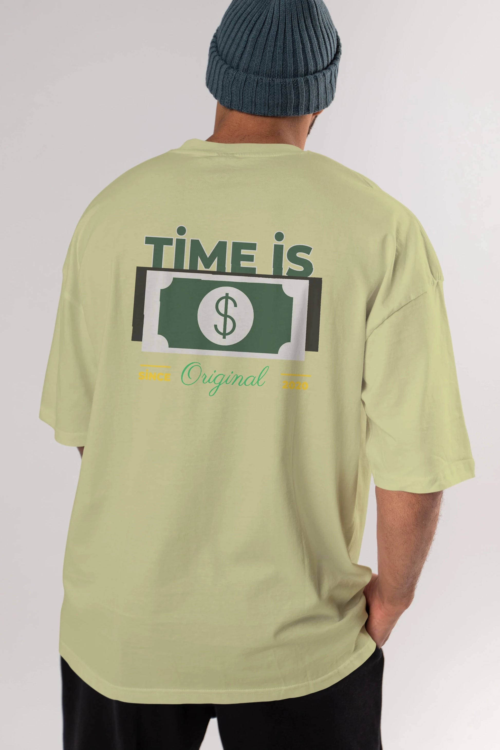 Time is Original Arka Baskılı Oversize t-shirt Erkek Kadın Unisex
