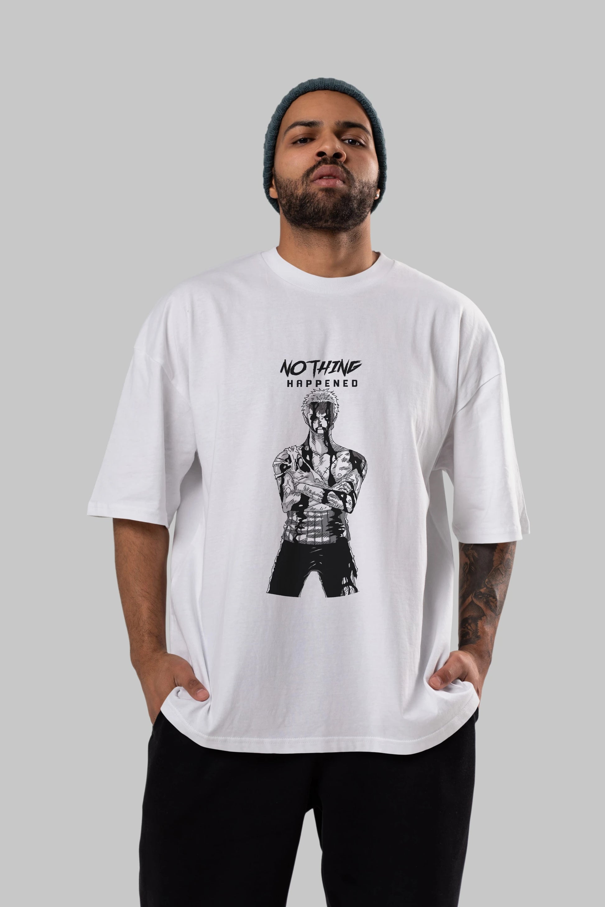Roronoa Zoro 3 Anime Ön Baskılı Oversize t-shirt Erkek Kadın Unisex
