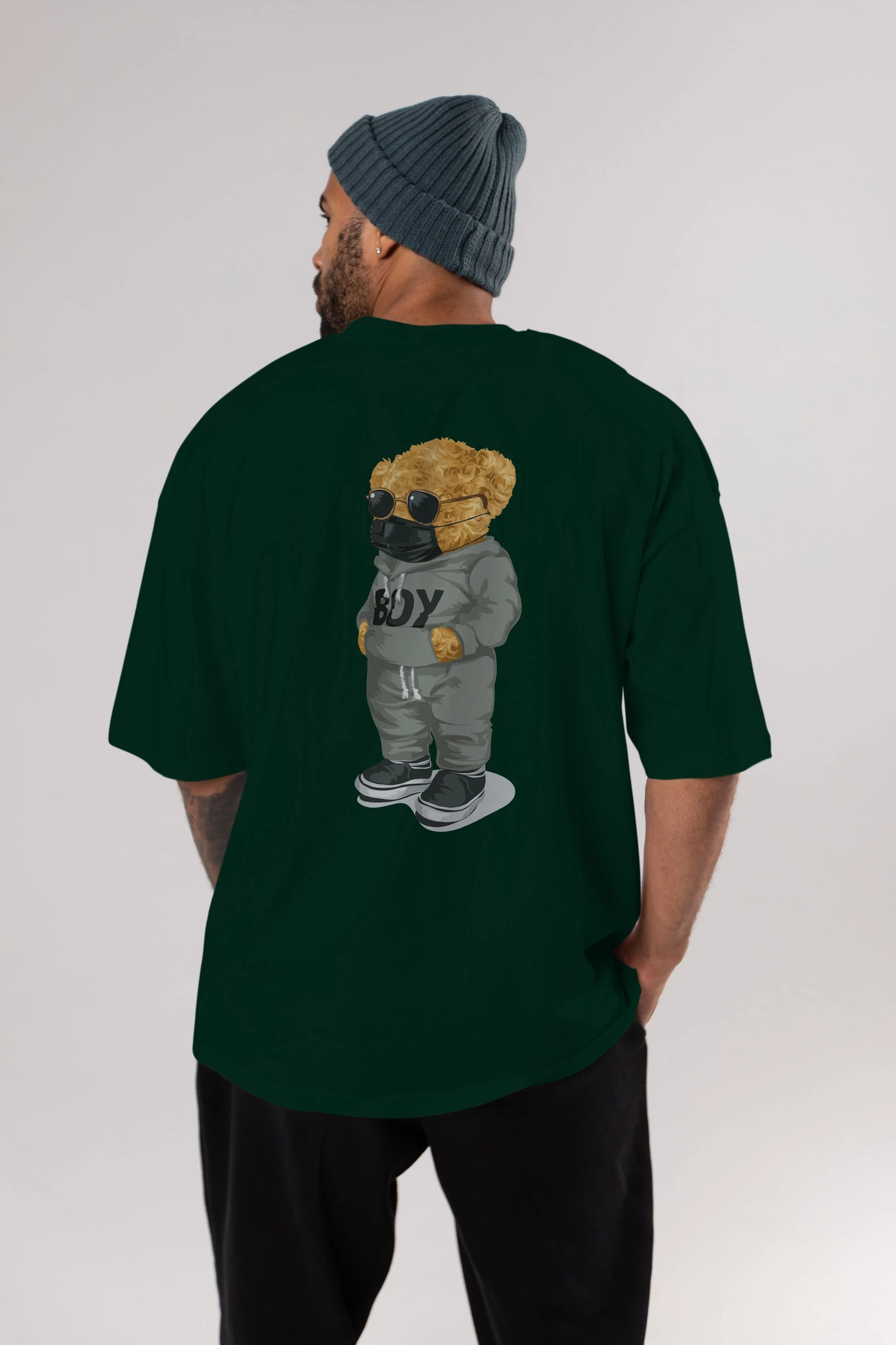 Teddy Bear Boy Arka Baskılı Oversize t-shirt Erkek Kadın Unisex %100 Pamuk