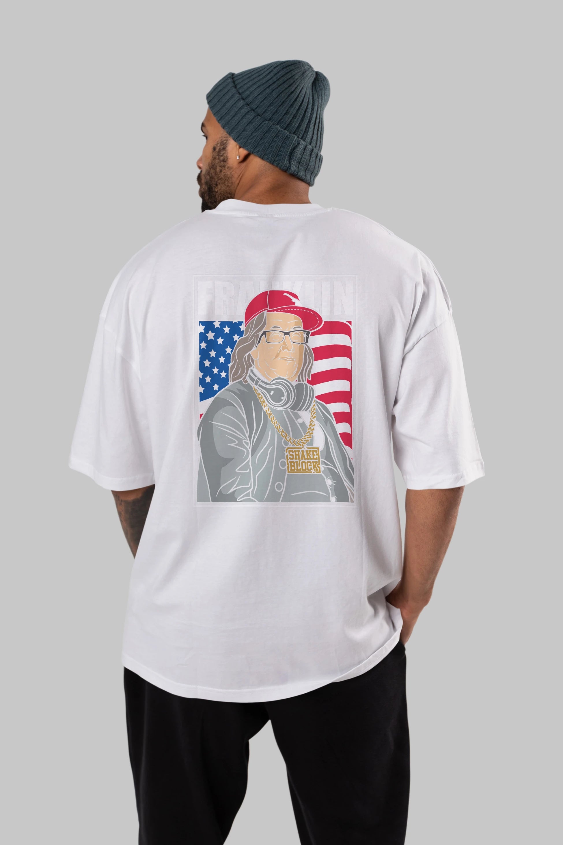 Franklin Rapper Arka Baskılı Oversize t-shirt Erkek Kadın Unisex %100 Pamuk tişort