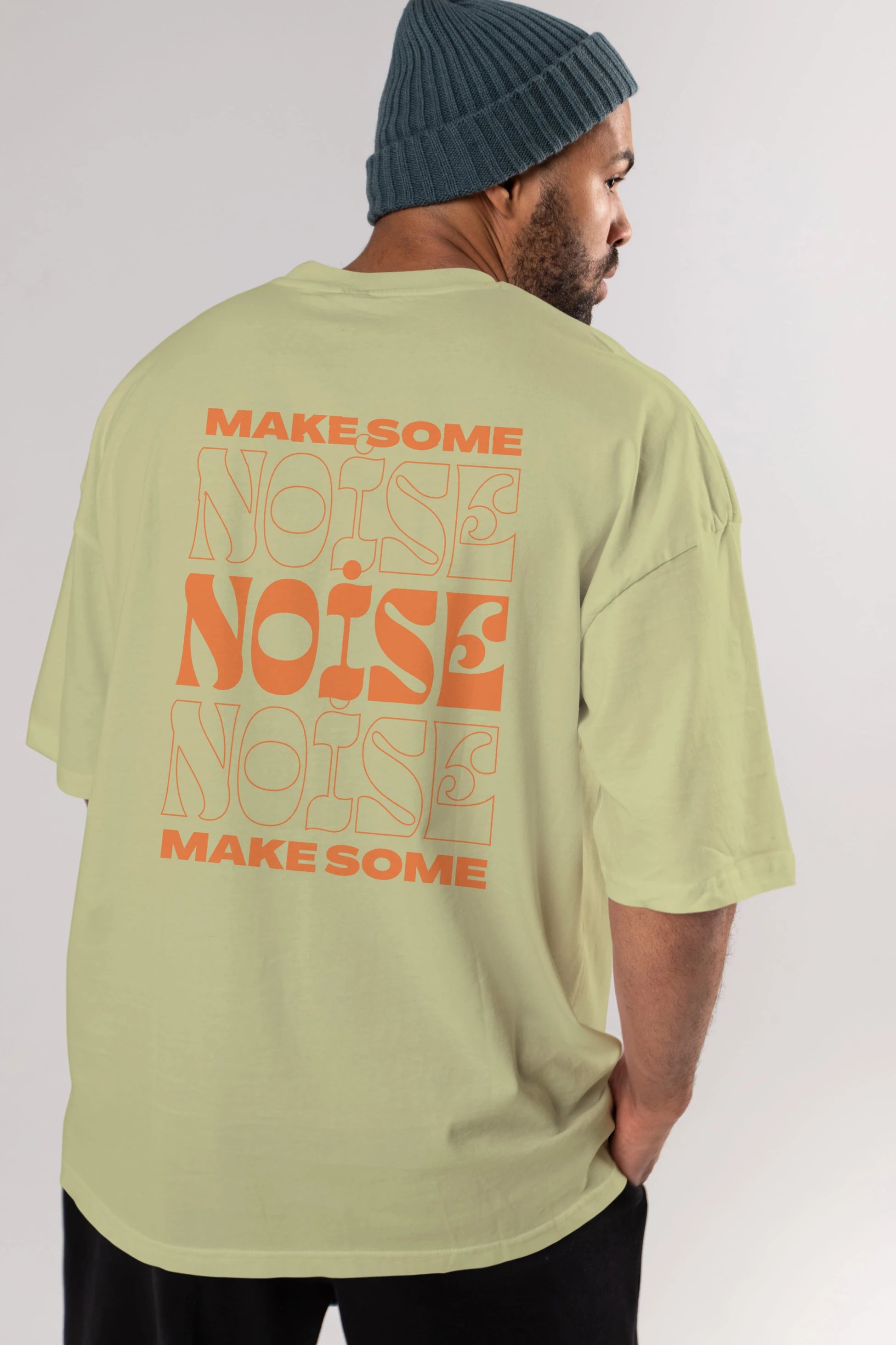 Make Some Noise Yazılı 2 Arka Baskılı Oversize t-shirt Erkek Kadın Unisex