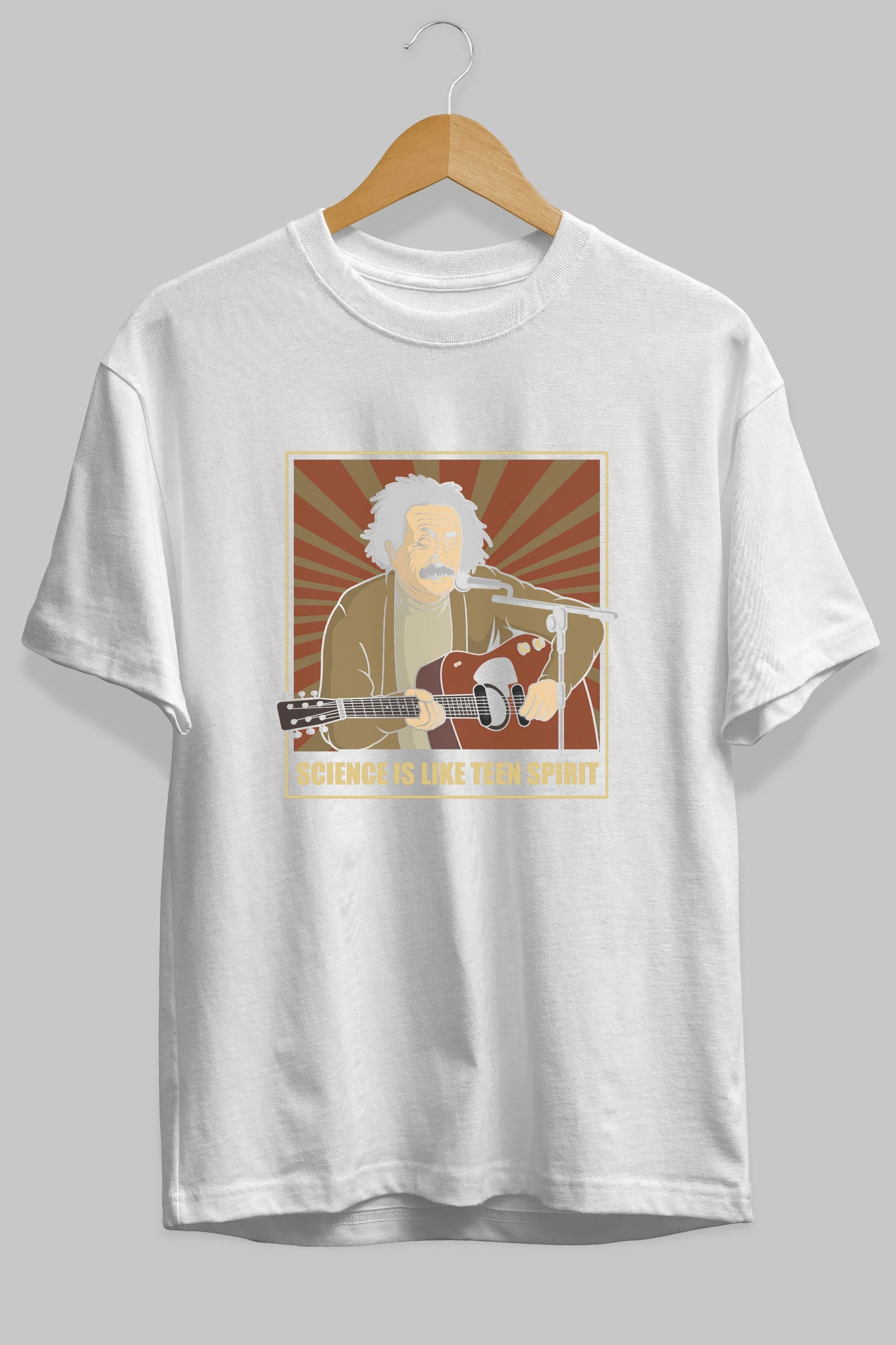 Kurt Einstein Ön Baskılı Oversize t-shirt Erkek Kadın Unisex %100 Pamuk tişort