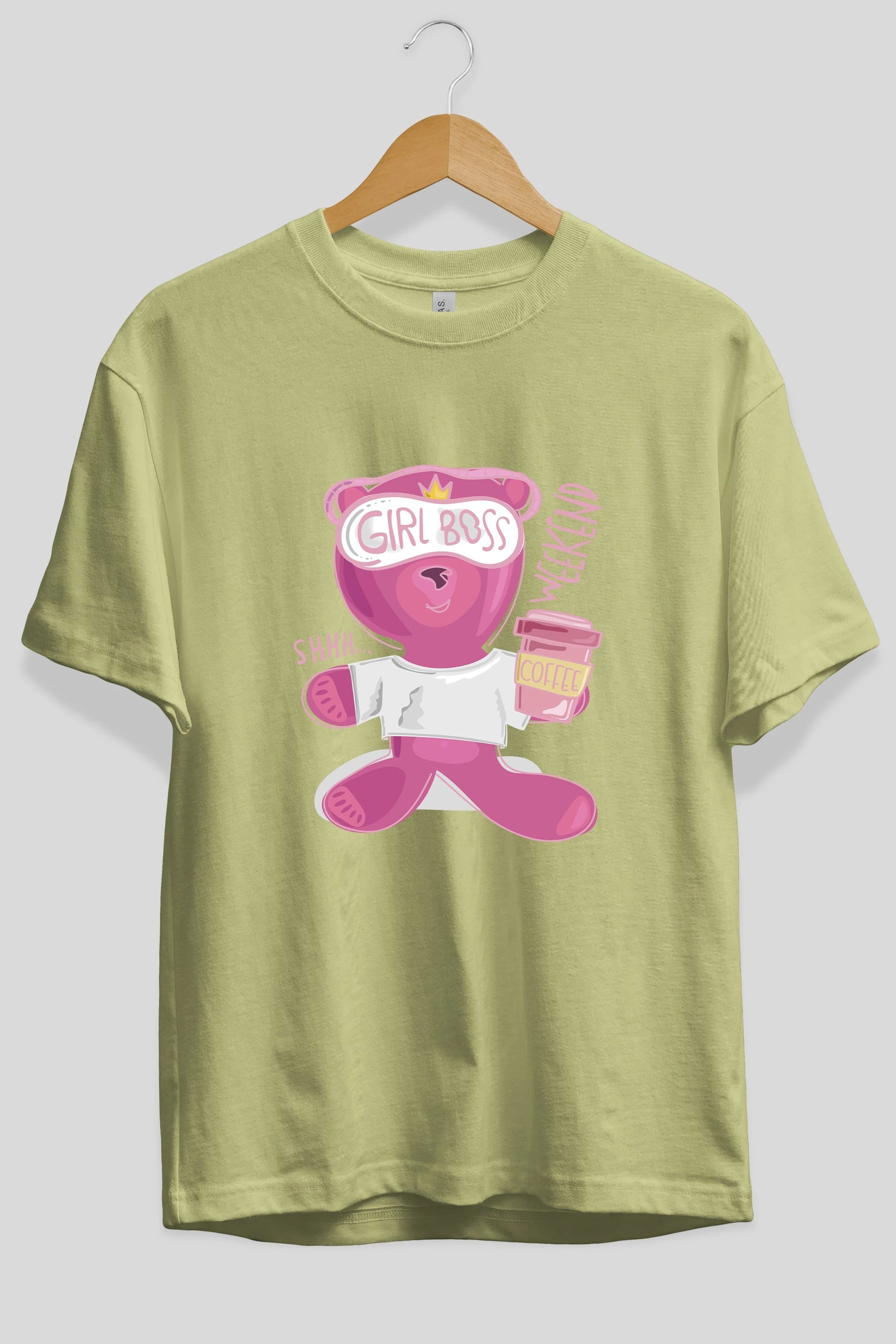 Girl Boss Bear Ön Baskılı Oversize t-shirt Erkek Kadın Unisex
