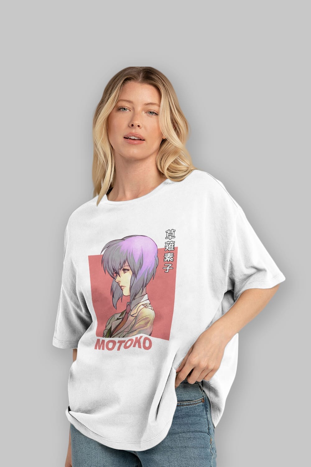 Motoko Kusanagi 12 Anime Ön Baskılı Oversize t-shirt %100 pamuk Erkek Kadın Unisex