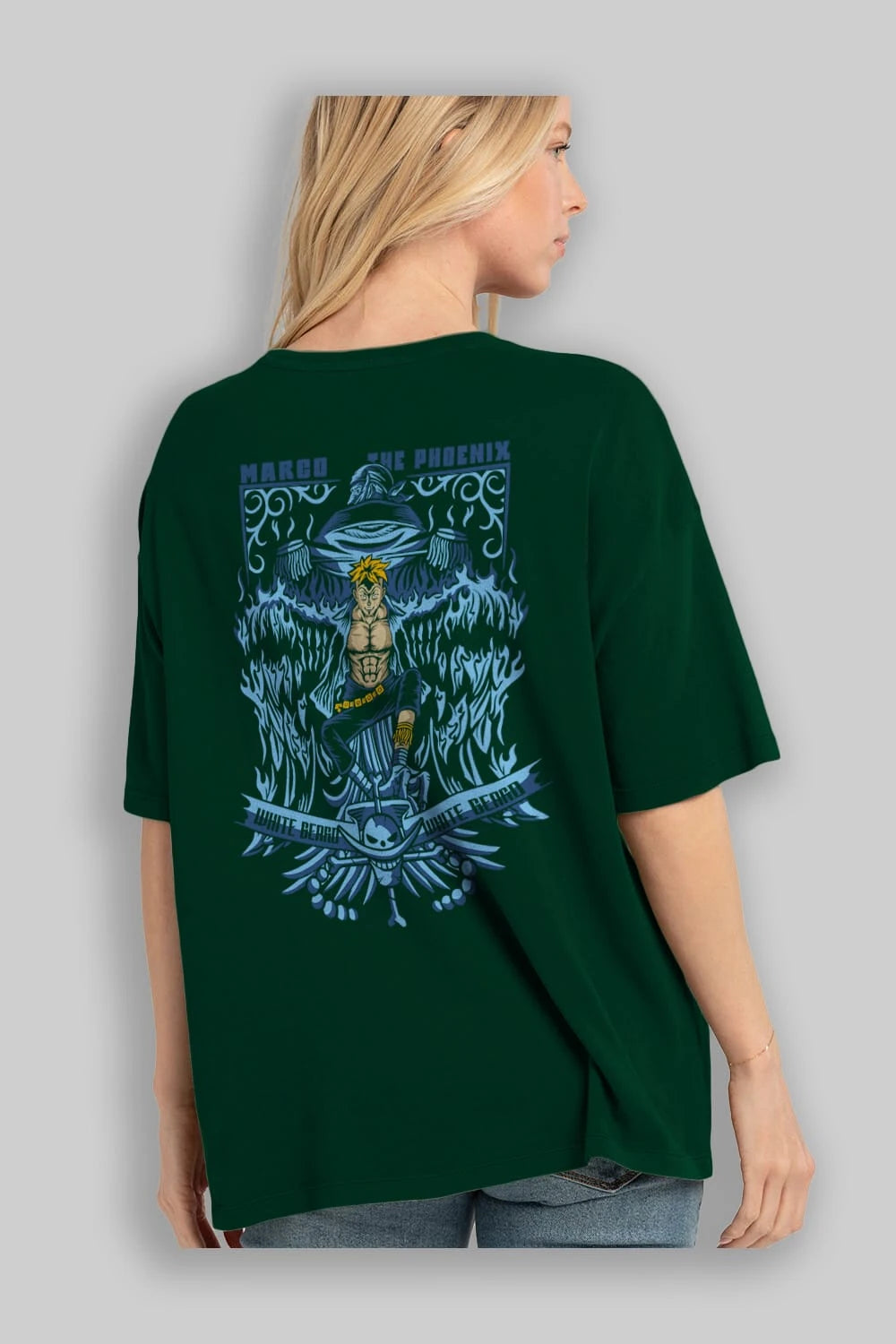 MARCO EL FENIX One Piece Anime Arka Baskılı Oversize t-shirt Erkek Kadın Unisex
