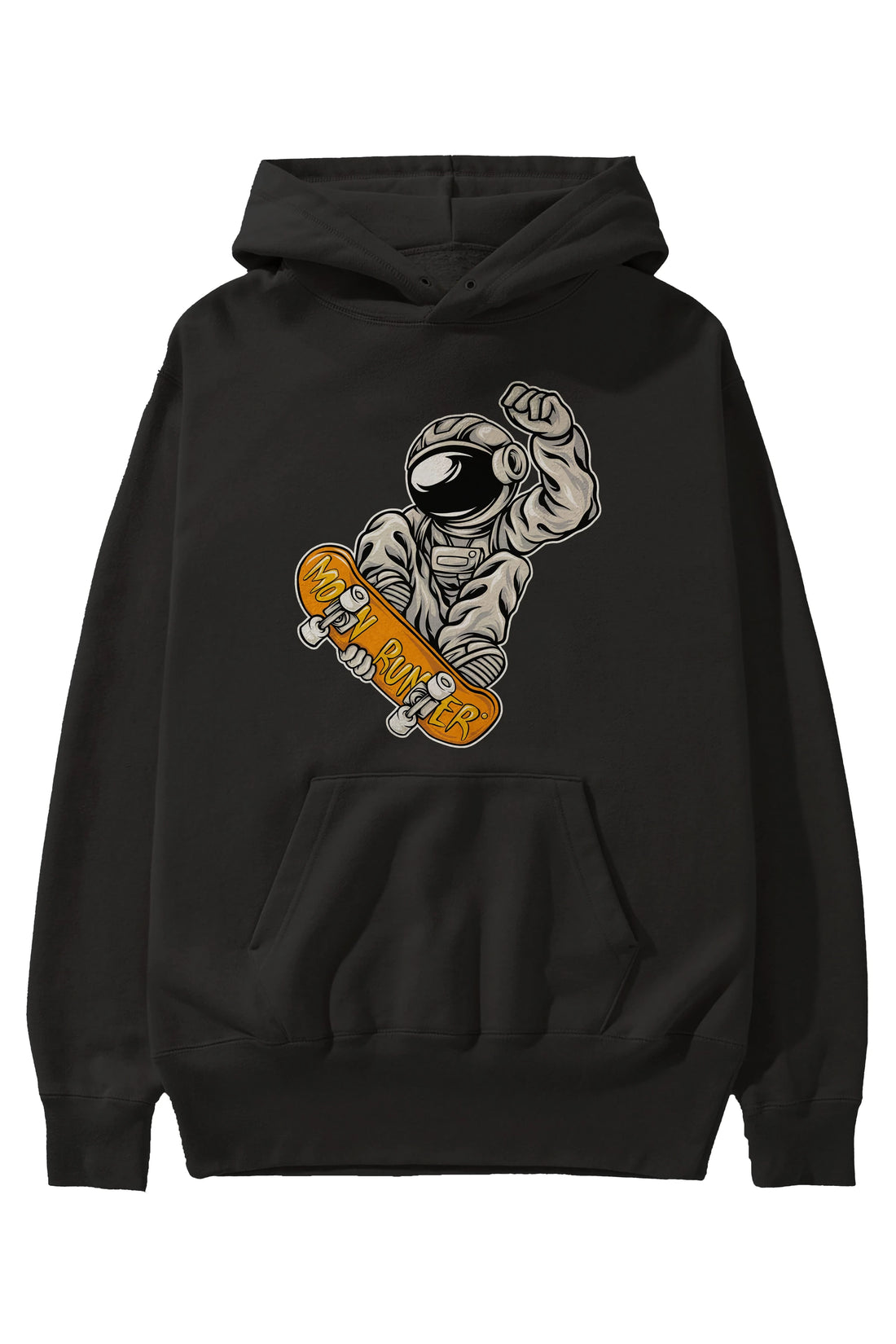 Moon Runner Ön Baskılı Hoodie Oversize Kapüşonlu Sweatshirt Erkek Kadın Unisex