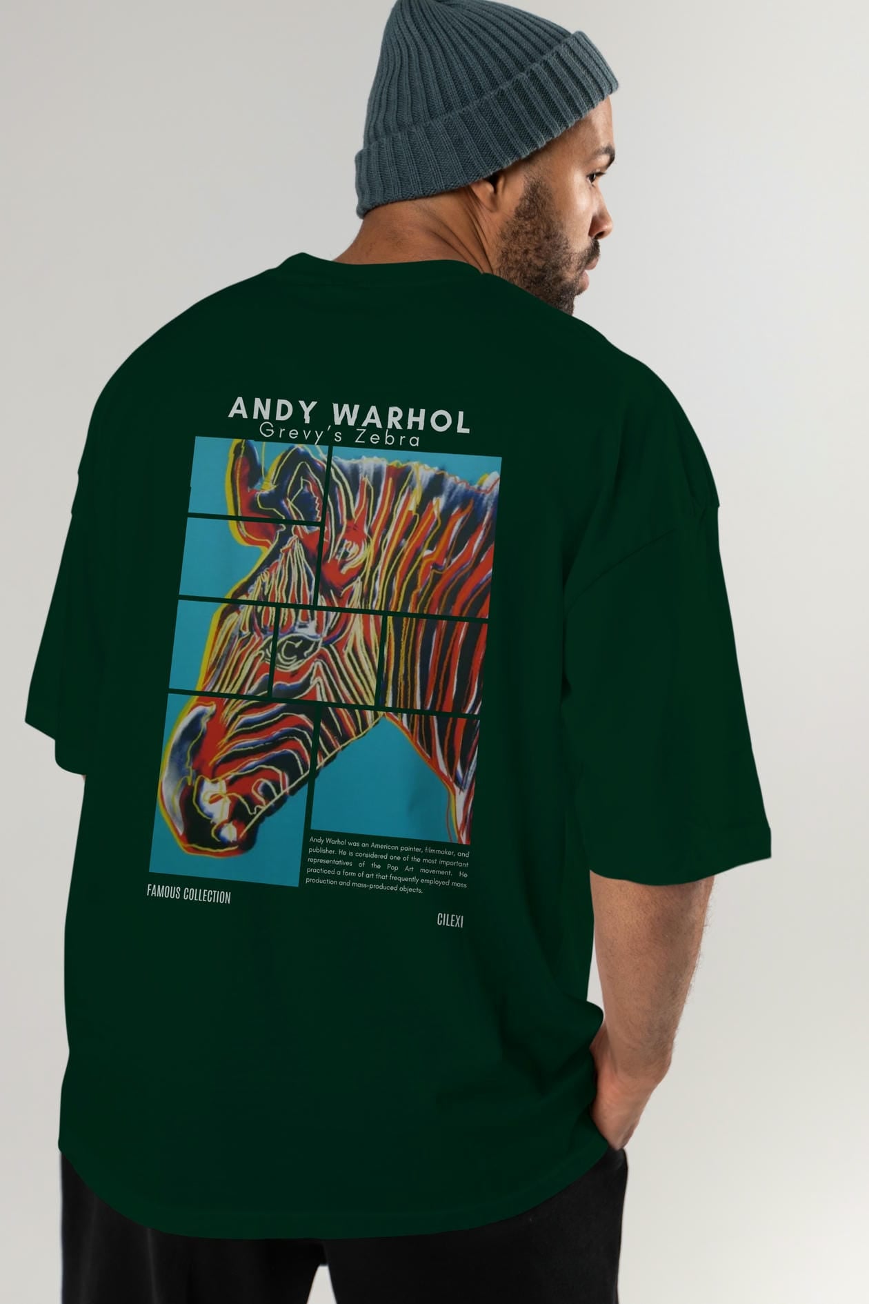 Andy Warhol Arka Baskılı Oversize t-shirt Erkek Kadın Bisiklet Yaka Pamuk tişort