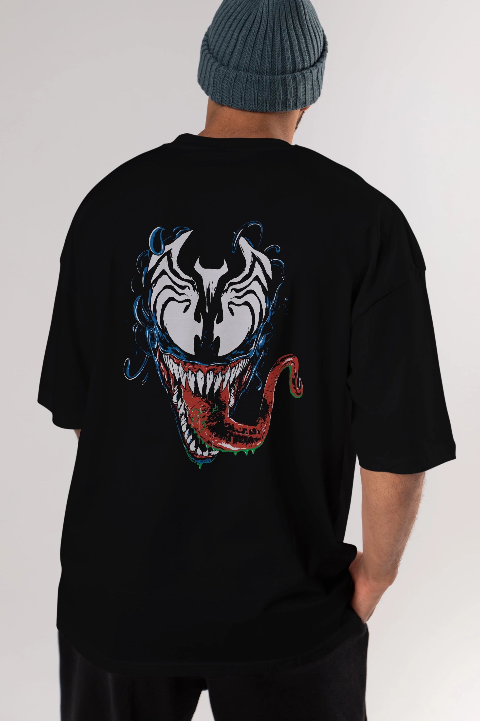 Venom (2) Arka Baskılı Oversize t-shirt Erkek Kadın Unisex %100 Pamuk Bisiklet Yaka tişort