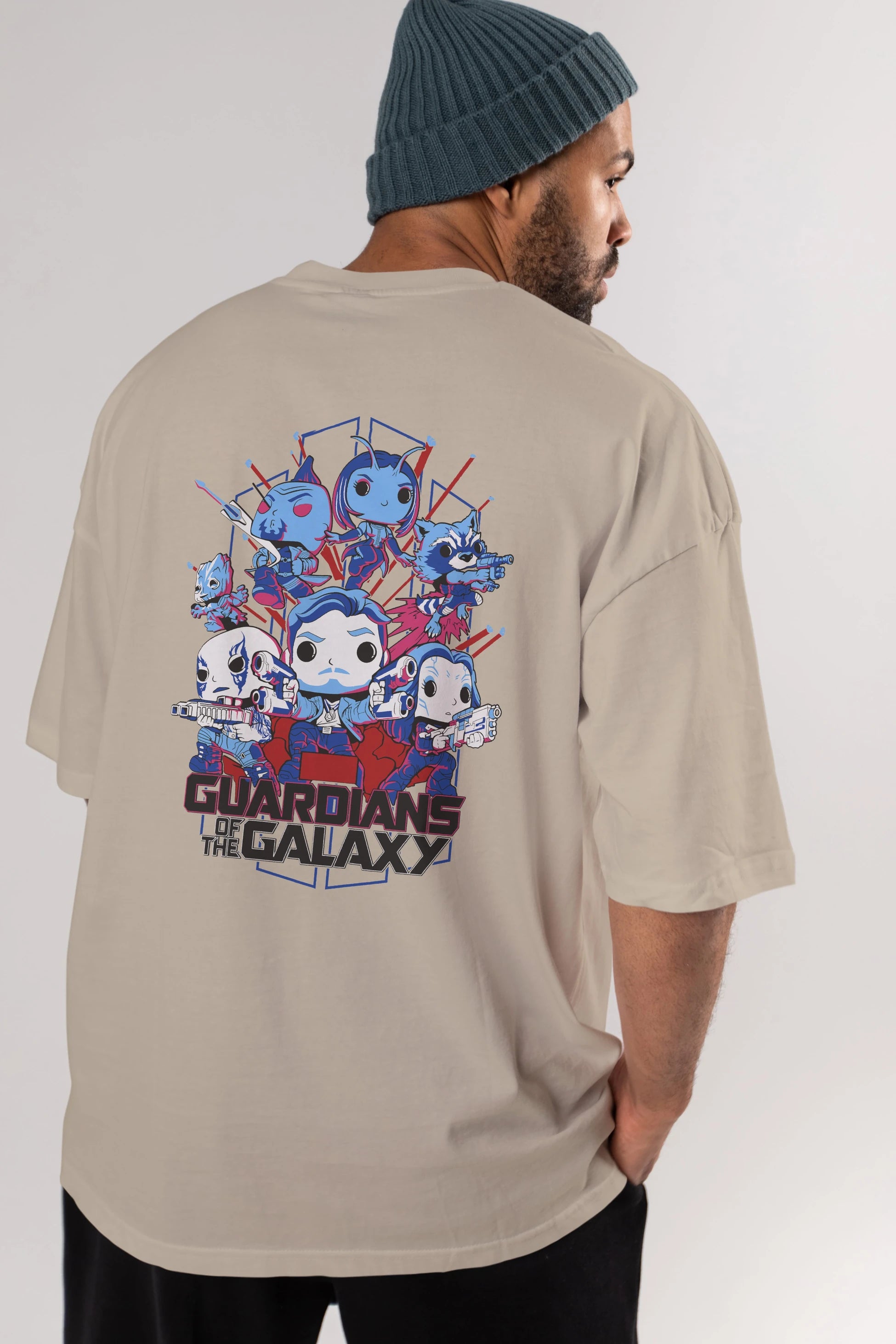 Guardians of the Galaxy Arka Baskılı Oversize t-shirt Erkek Kadın Unisex %100 Pamuk Bisiklet Yaka tişort