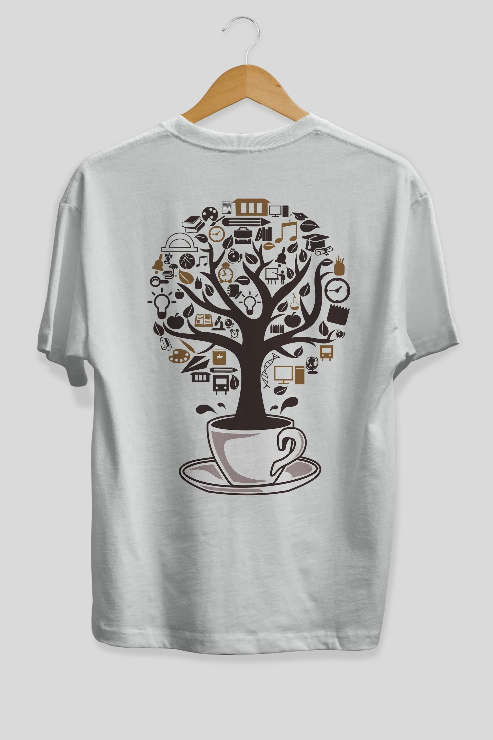 Coffee Tree Arka Baskılı Oversize t-shirt %100 pamuk Erkek Kadın Unisex