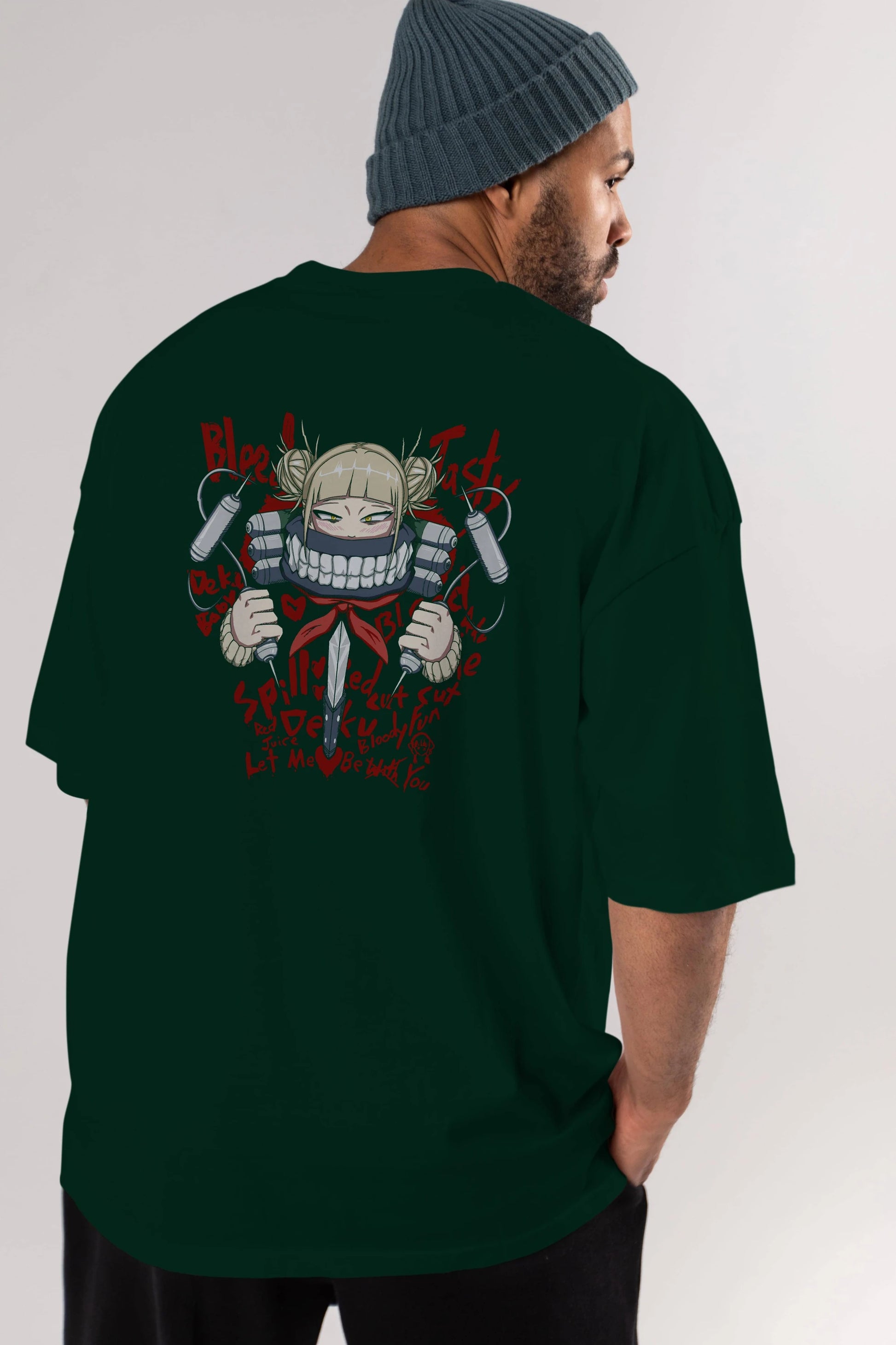 Himiko Toga 1 Anime Arka Baskılı Oversize t-shirt Erkek Kadın Unisex
