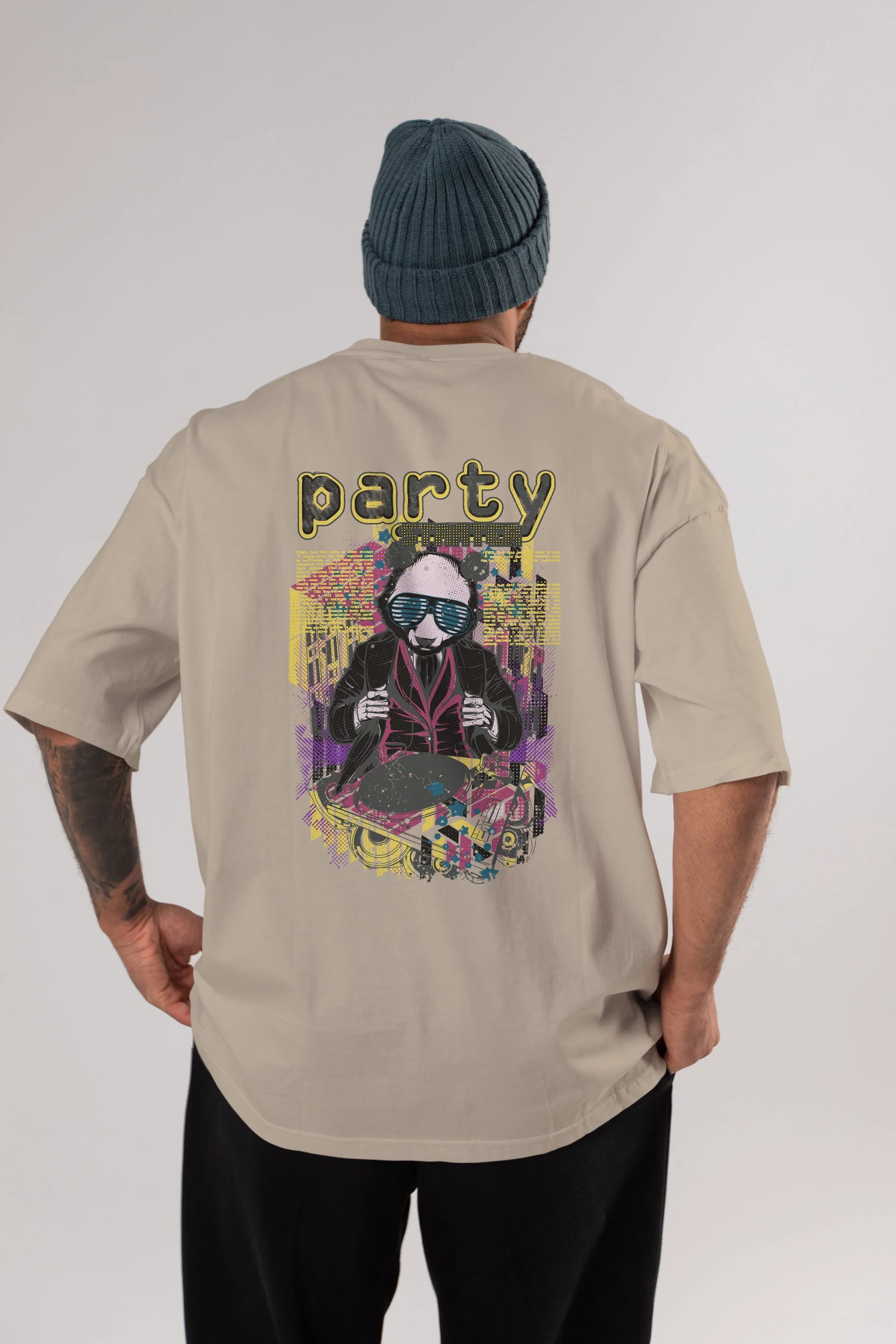 Party Starter Arka Baskılı Oversize t-shirt Erkek Kadın Unisex