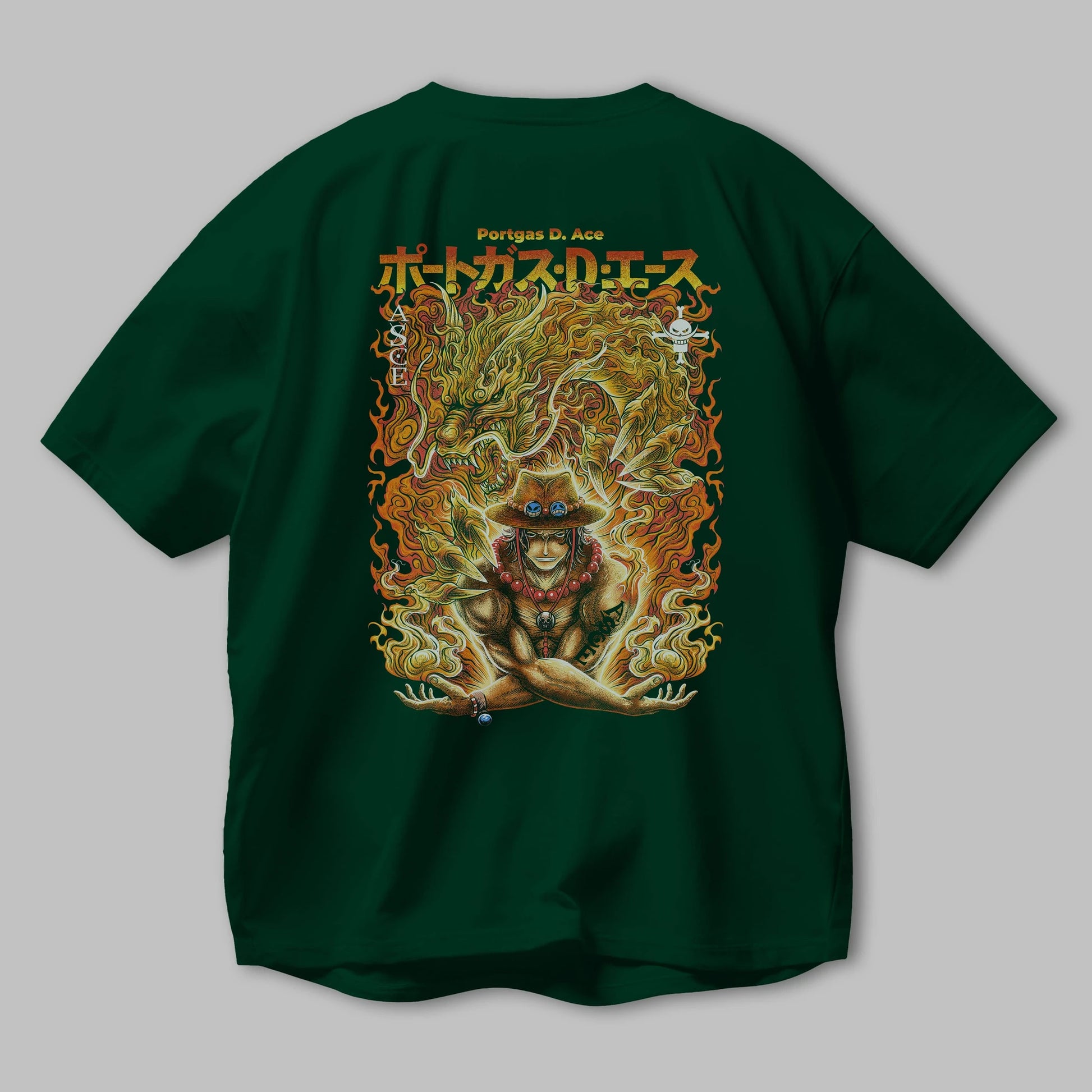 PORTGAS D. ACE Anime Arka Baskılı Oversize t-shirt Erkek Kadın Unisex