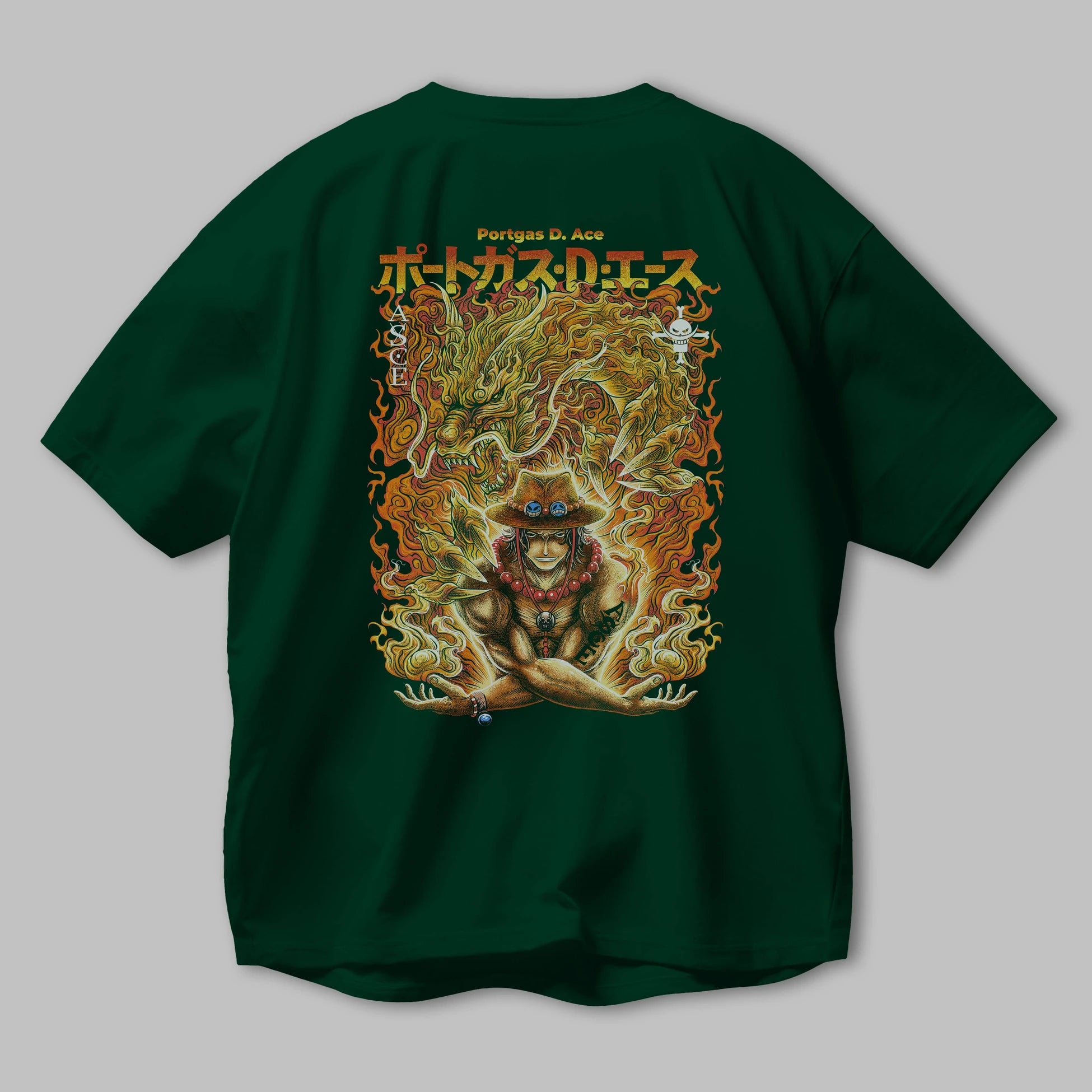 PORTGAS D. ACE Anime Arka Baskılı Oversize t-shirt Erkek Kadın Unisex