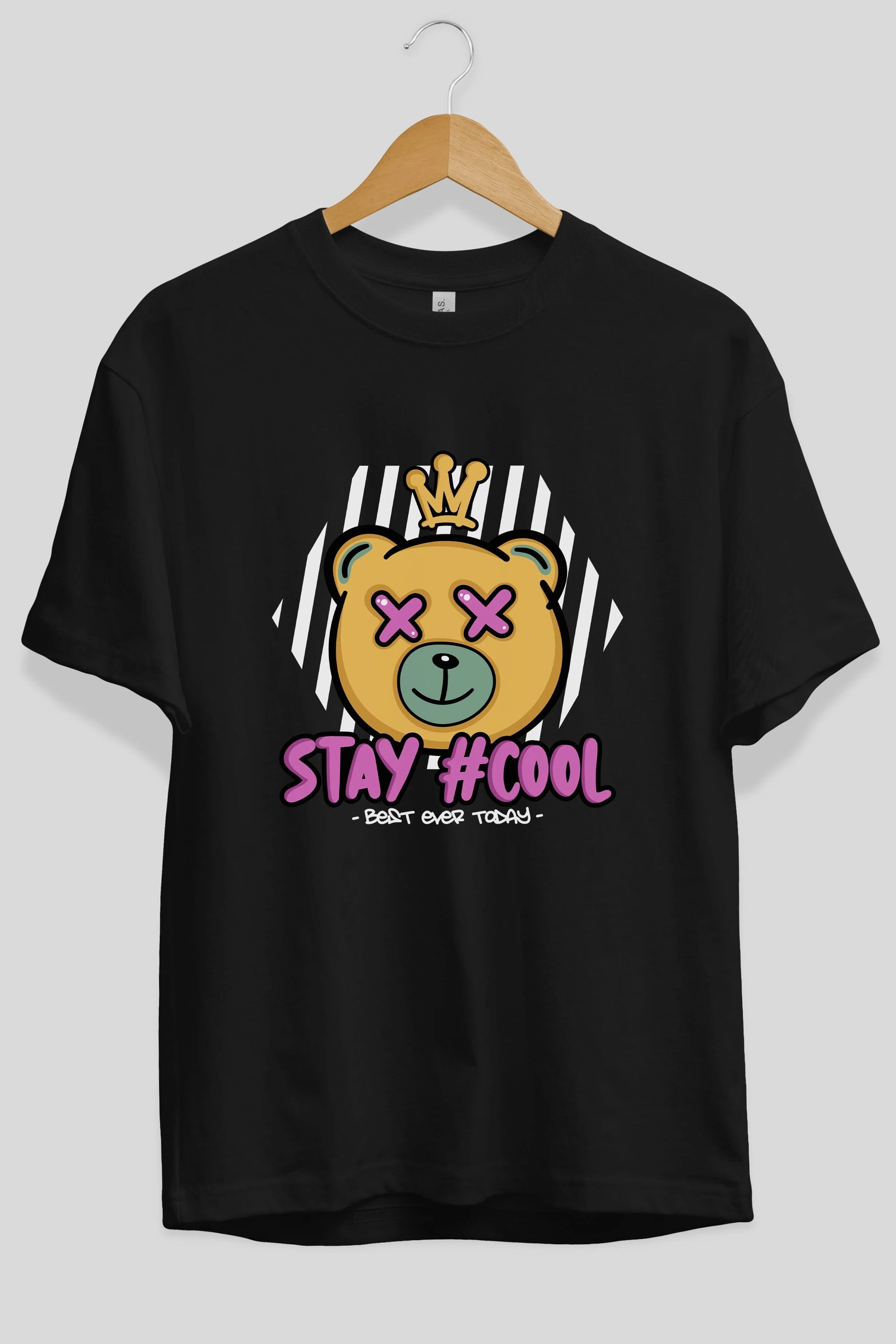 Stay Cool Bear Ön Baskılı Oversize t-shirt Erkek Kadın Unisex