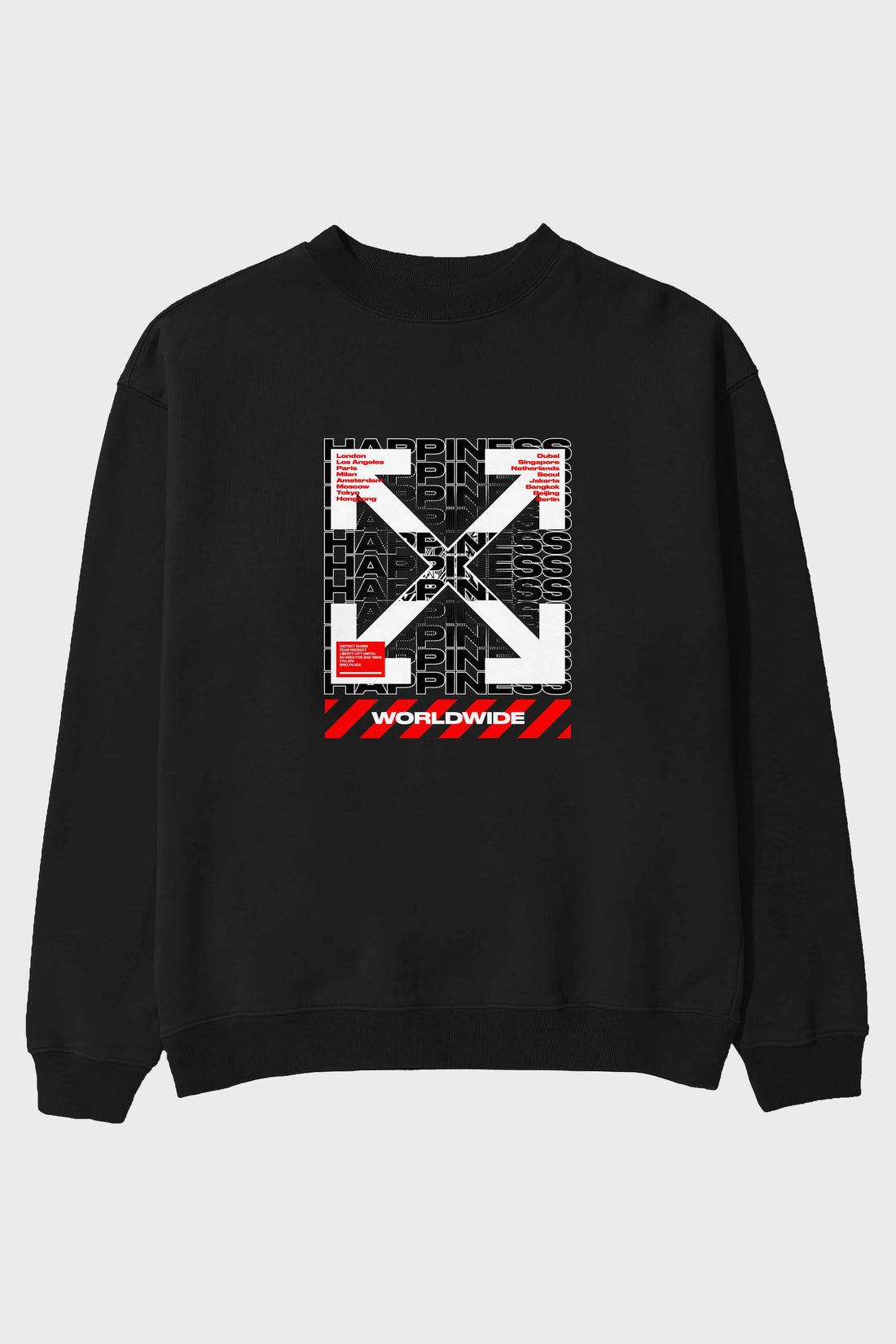 Happiness Worldwide Ön Baskılı Oversize Sweatshirt Erkek Kadın Unisex