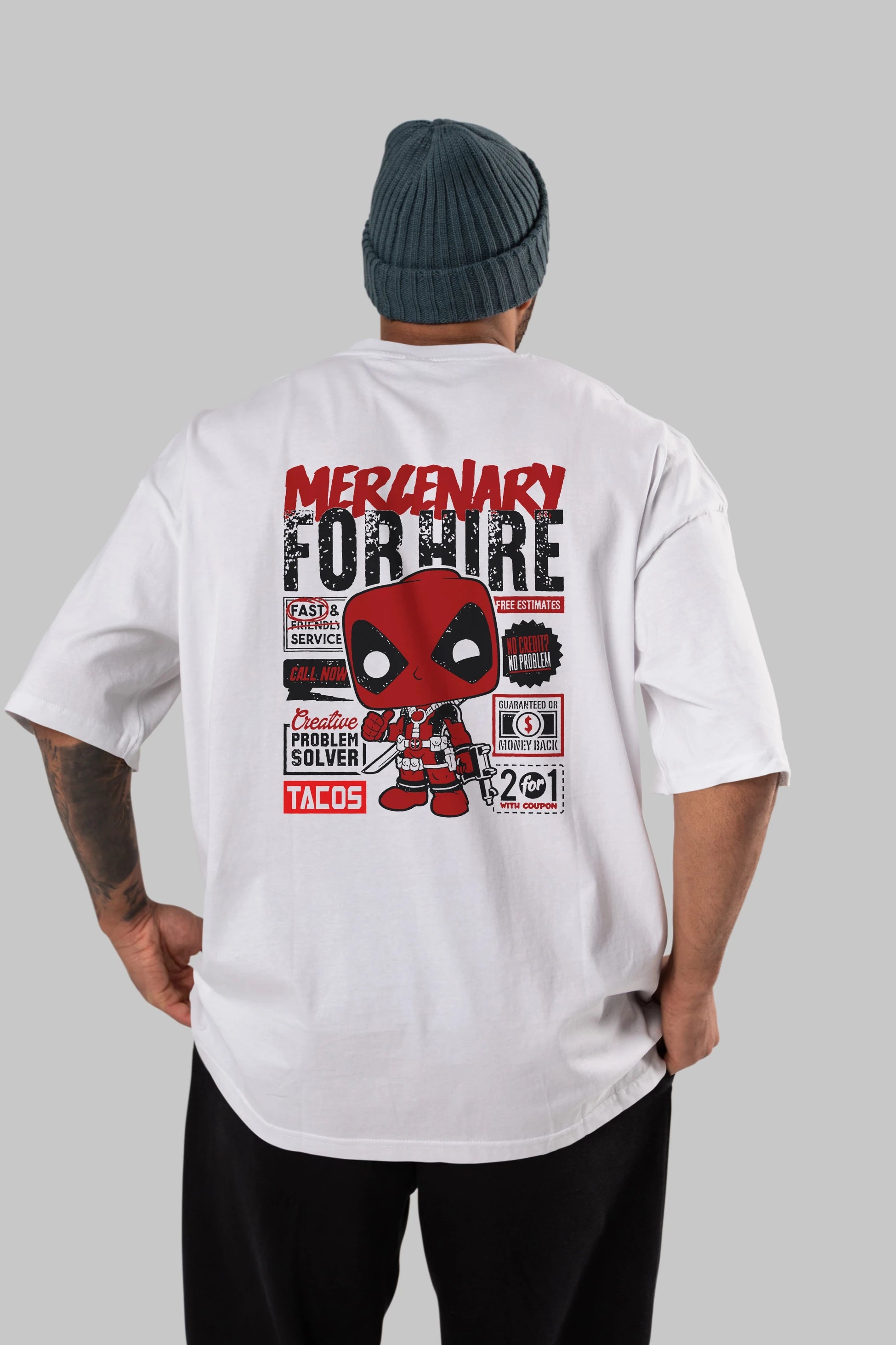 Deadpool (18) Arka Baskılı Oversize t-shirt Erkek Kadın Unisex %100 Pamuk Bisiklet Yaka tişort