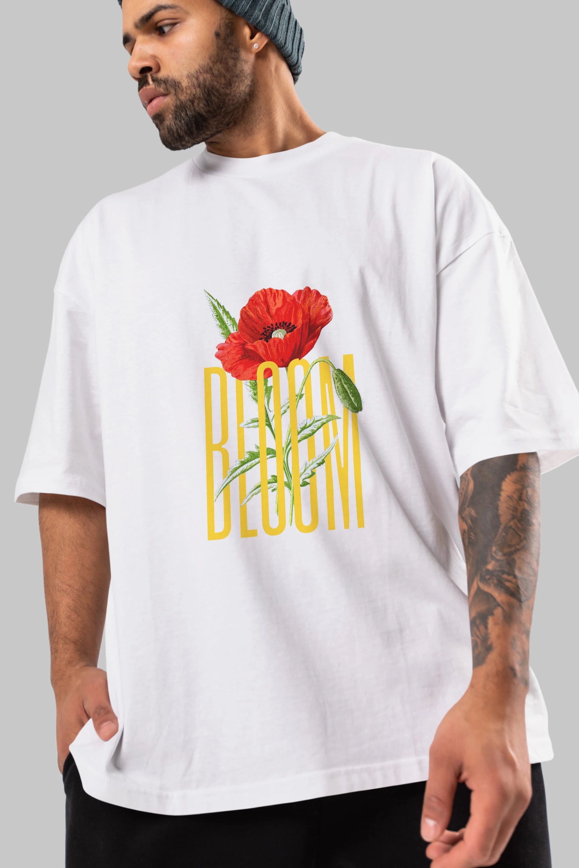 Bloom Flower Ön Baskılı Oversize t-shirt Erkek Kadın Unisex