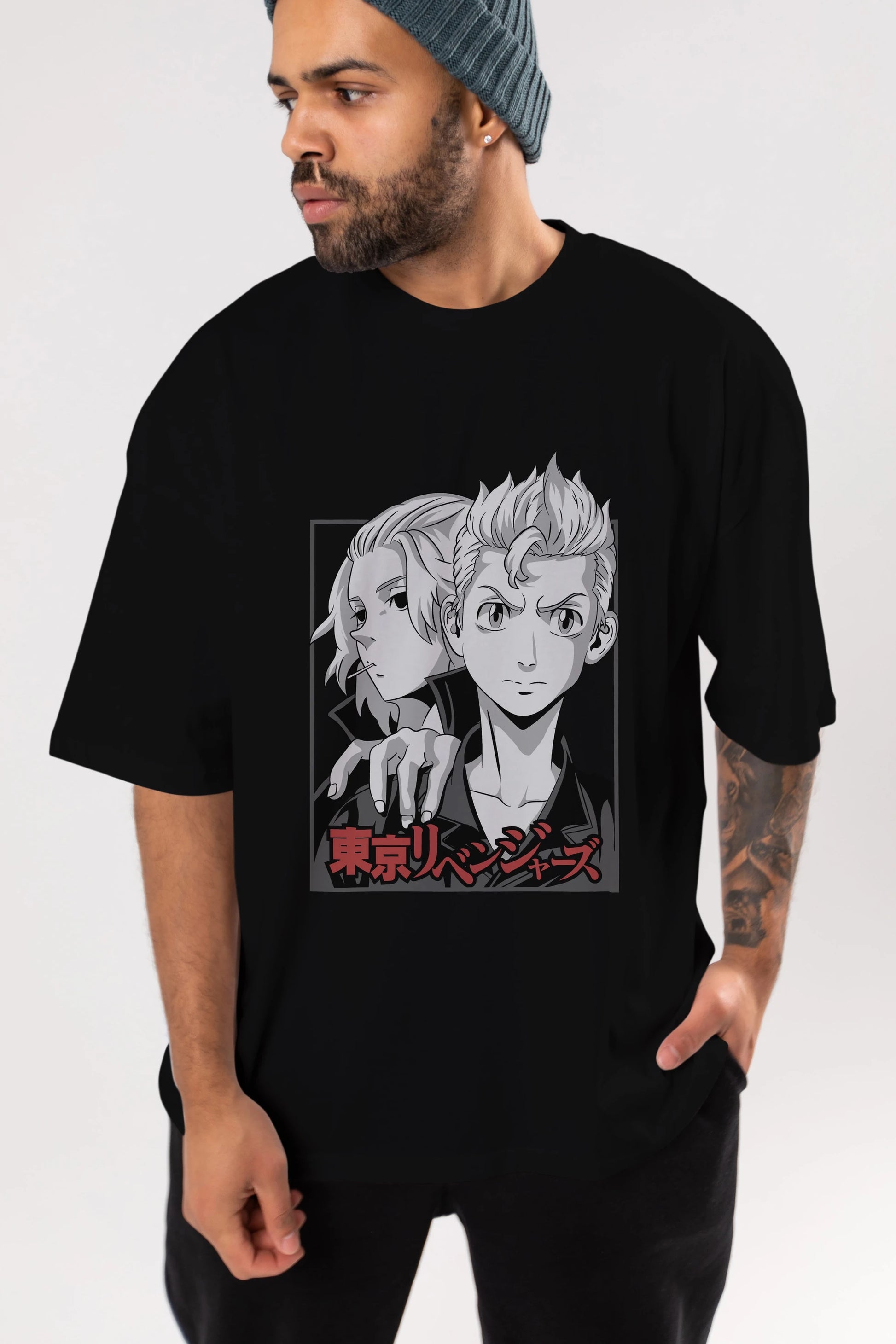 TOKYO REVENGERS Anime Ön Baskılı Oversize t-shirt %100 pamuk Erkek Kadın Unisex