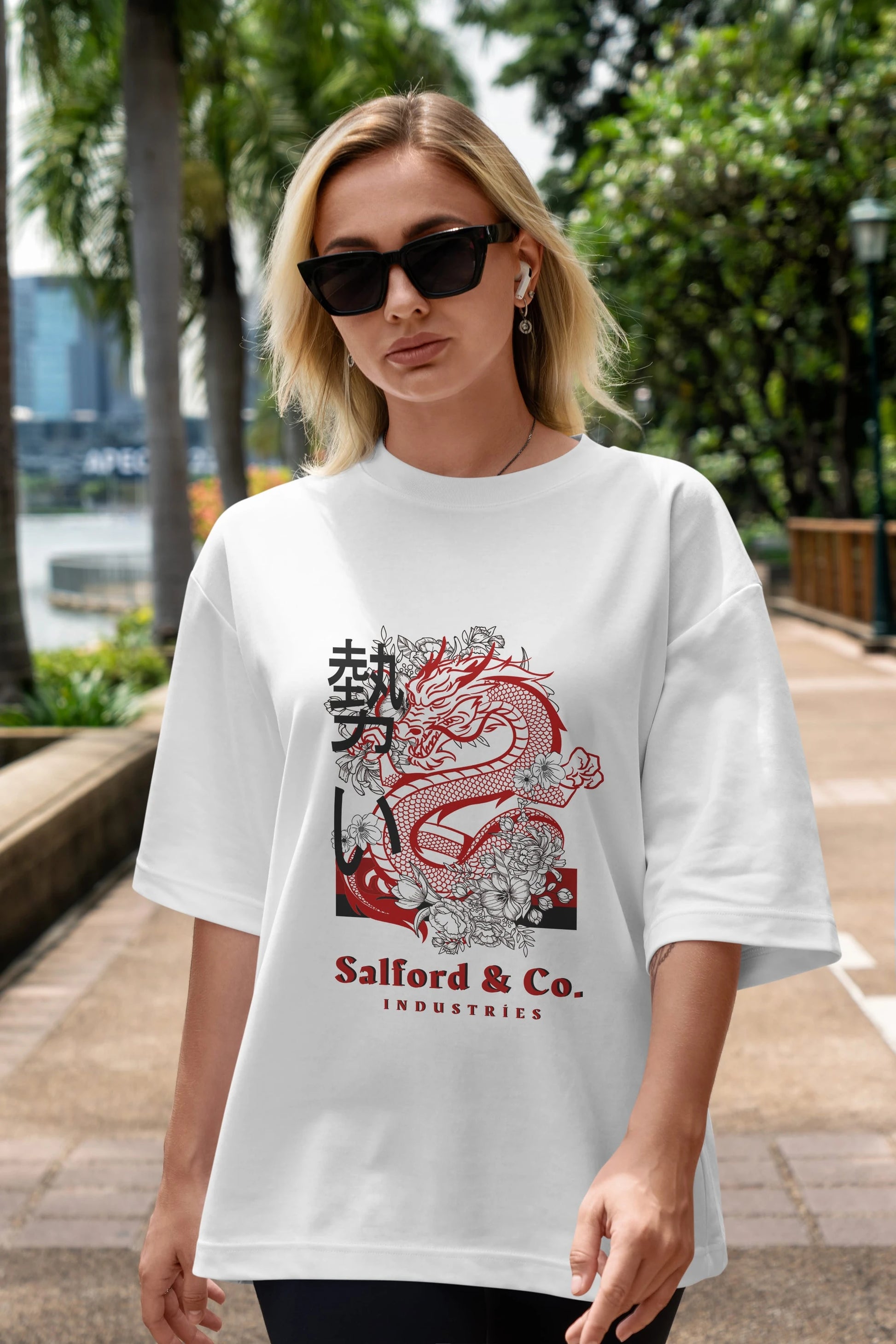 Dragon Ön Baskılı Oversize t-shirt Erkek Kadın Unisex
