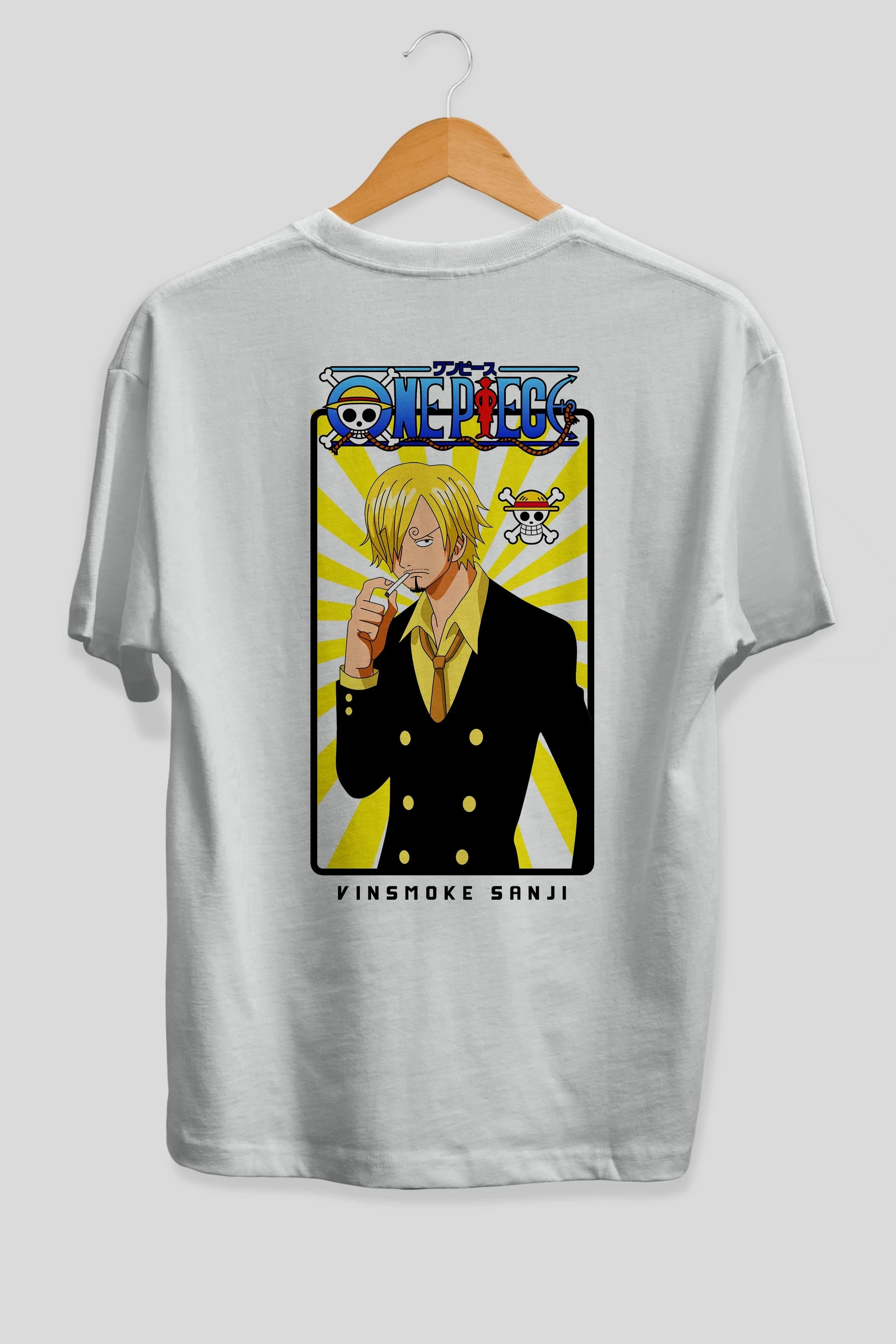 Sanji 4 Anime Arka Baskılı Oversize t-shirt Erkek Kadın Unisex %100 pamuk tişort