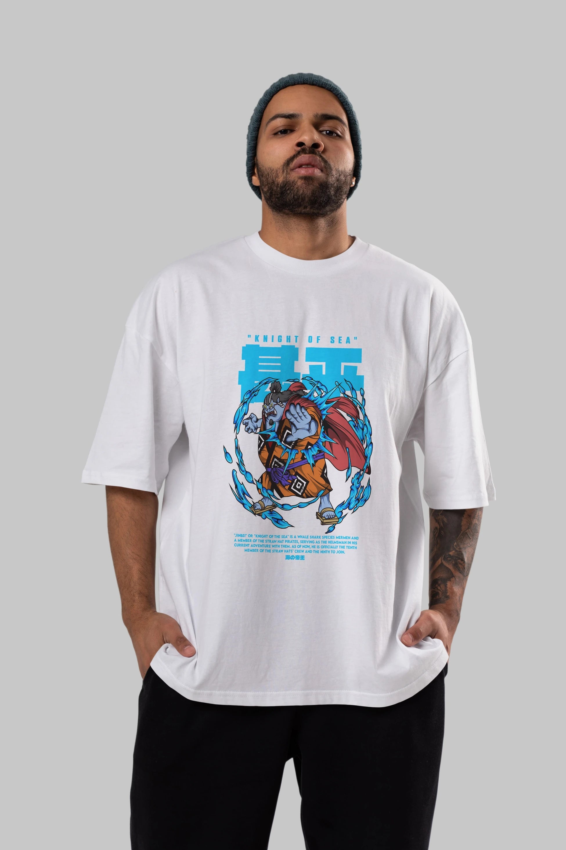 Jinbei Anime Ön Baskılı Oversize t-shirt %100 pamuk Erkek Kadın Unisex