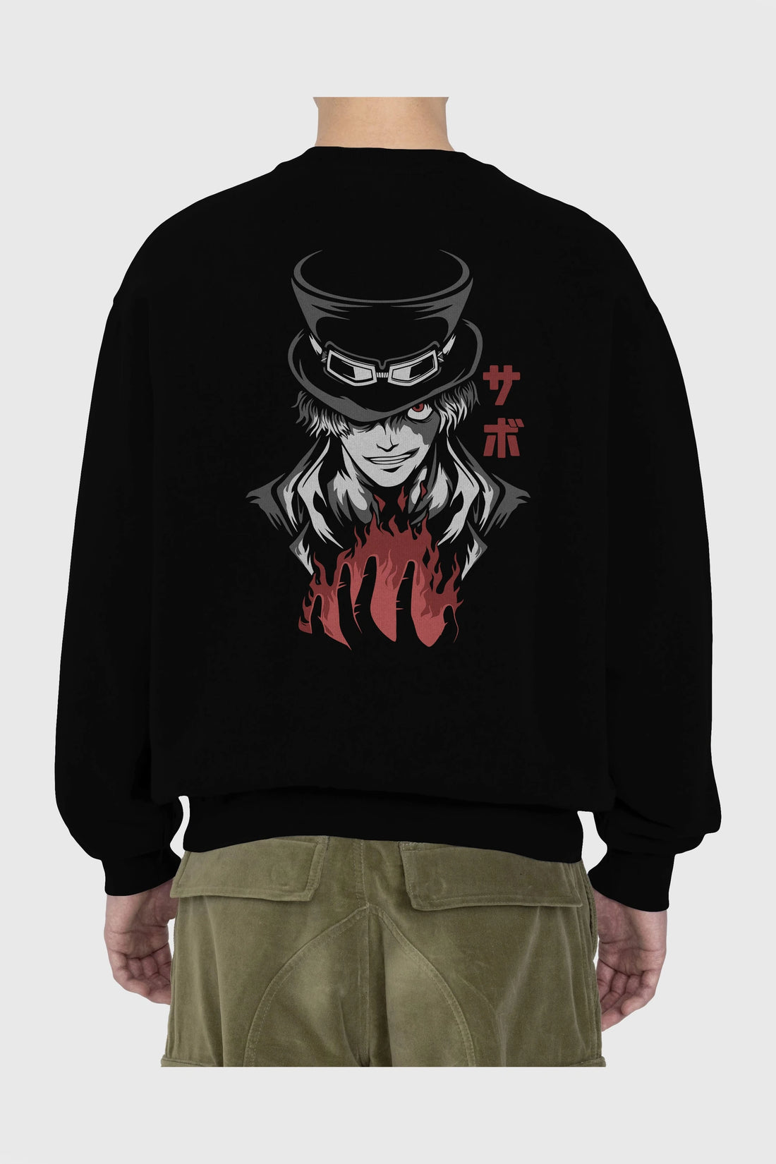 SaboOnePiece Anime Arka Baskılı Oversize Sweatshirt Erkek Kadın Unisex