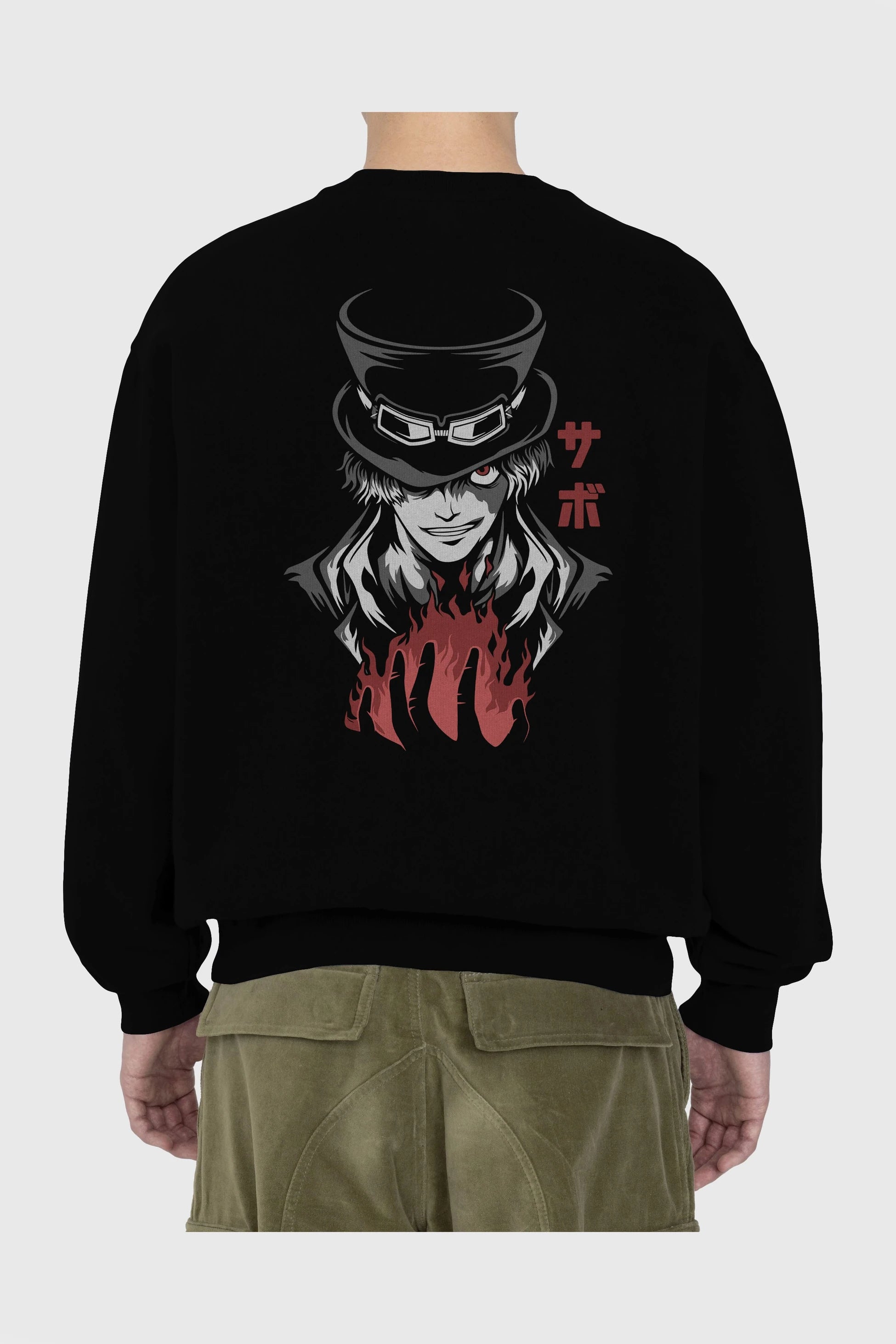 SaboOnePiece Anime Arka Baskılı Oversize Sweatshirt Erkek Kadın Unisex