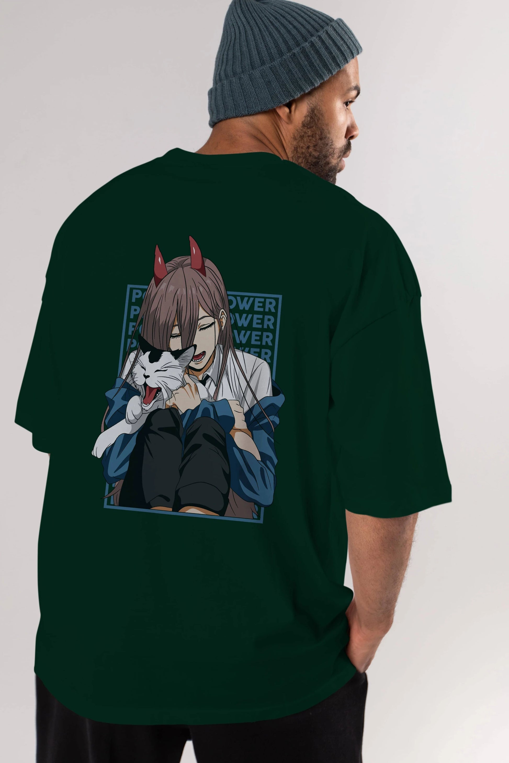POWER CHAINSAWMAN Anime Arka Baskılı Oversize t-shirt Erkek Kadın Unisex