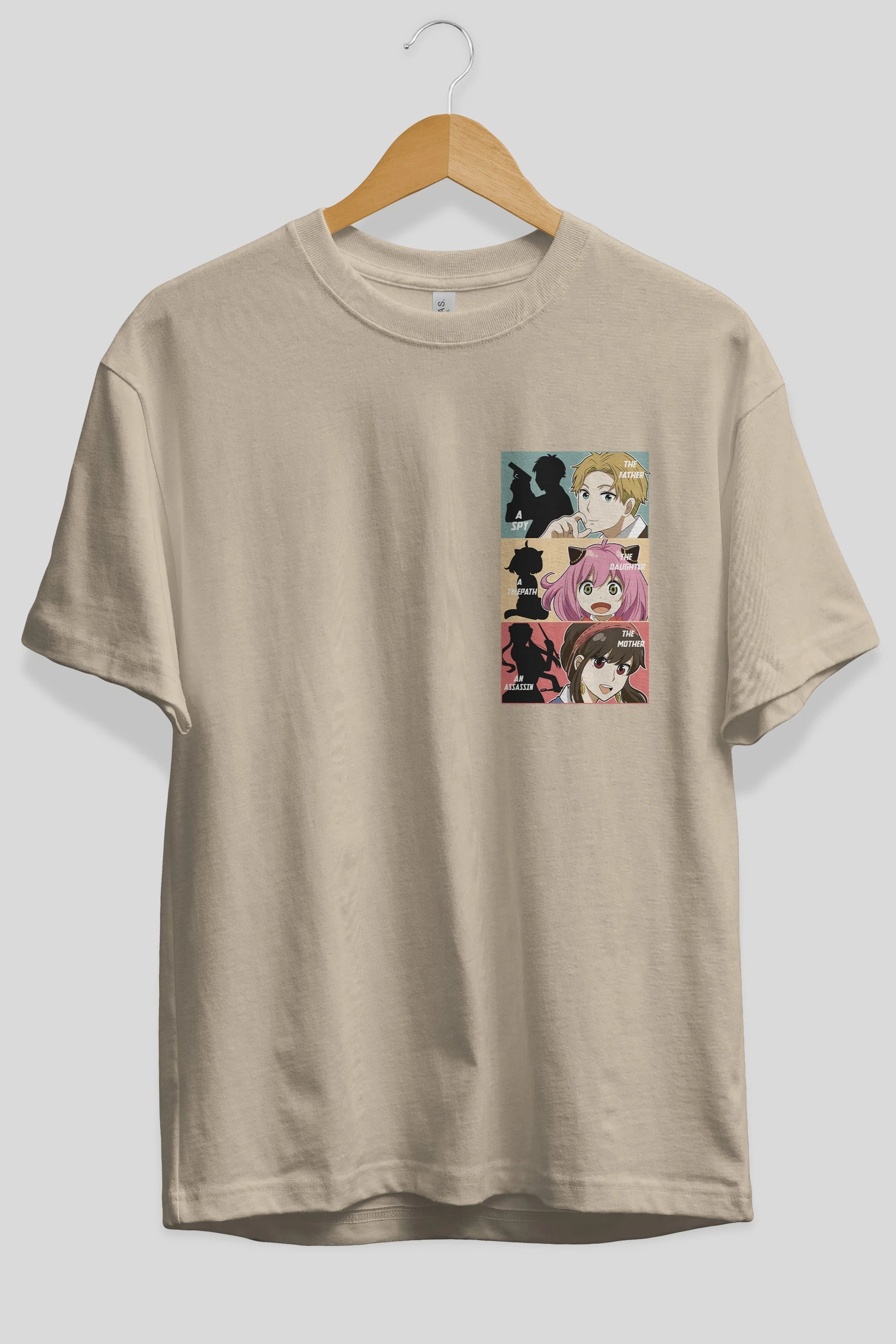 SPY X FAMILY Ön Sol Baskılı Oversize t-shirt Erkek Kadın Unisex %100 Pamuk Bisiklet Yaka tişort