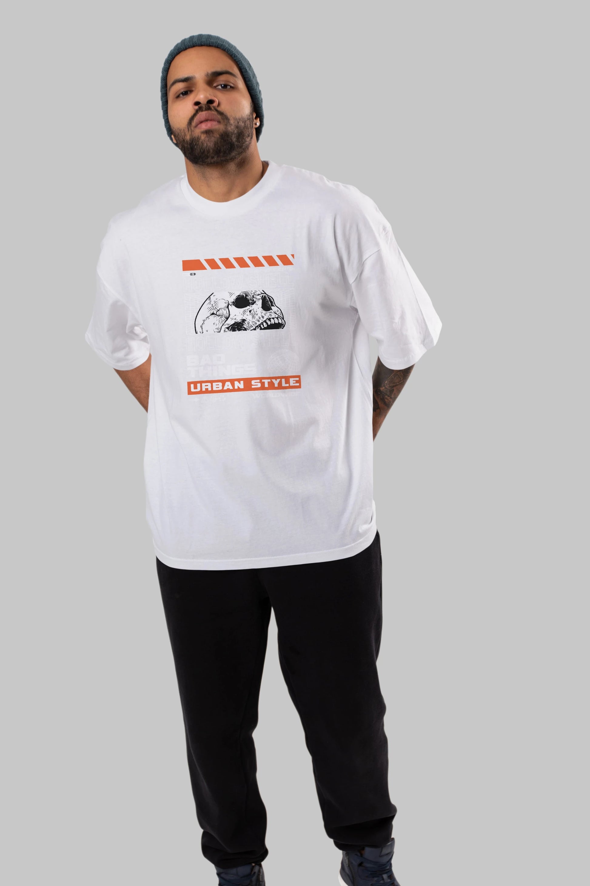 Hollow Shell Ön Baskılı Oversize t-shirt Erkek Kadın Unisex